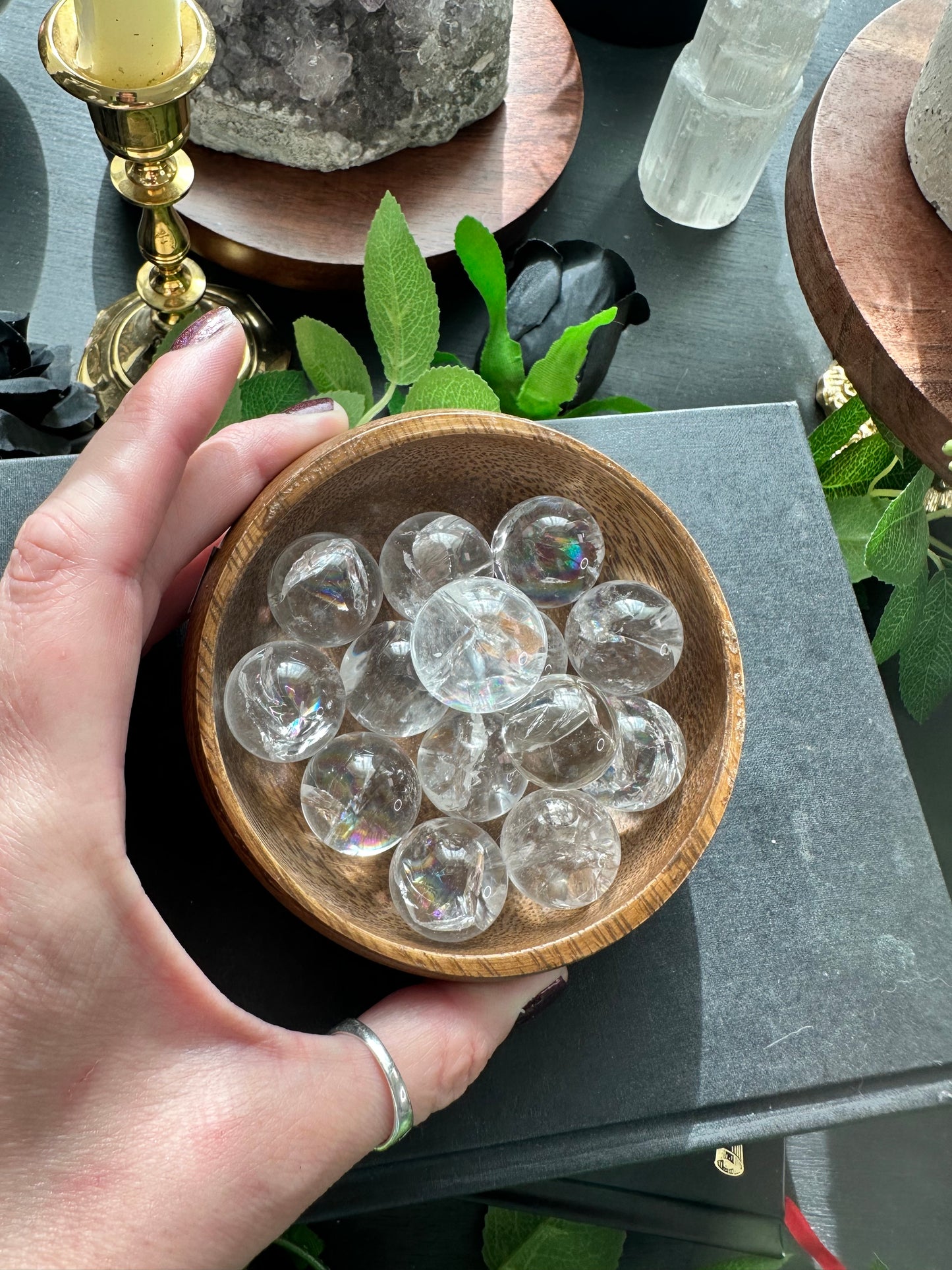 Magical rainbow included quartz mini spheres/tumble