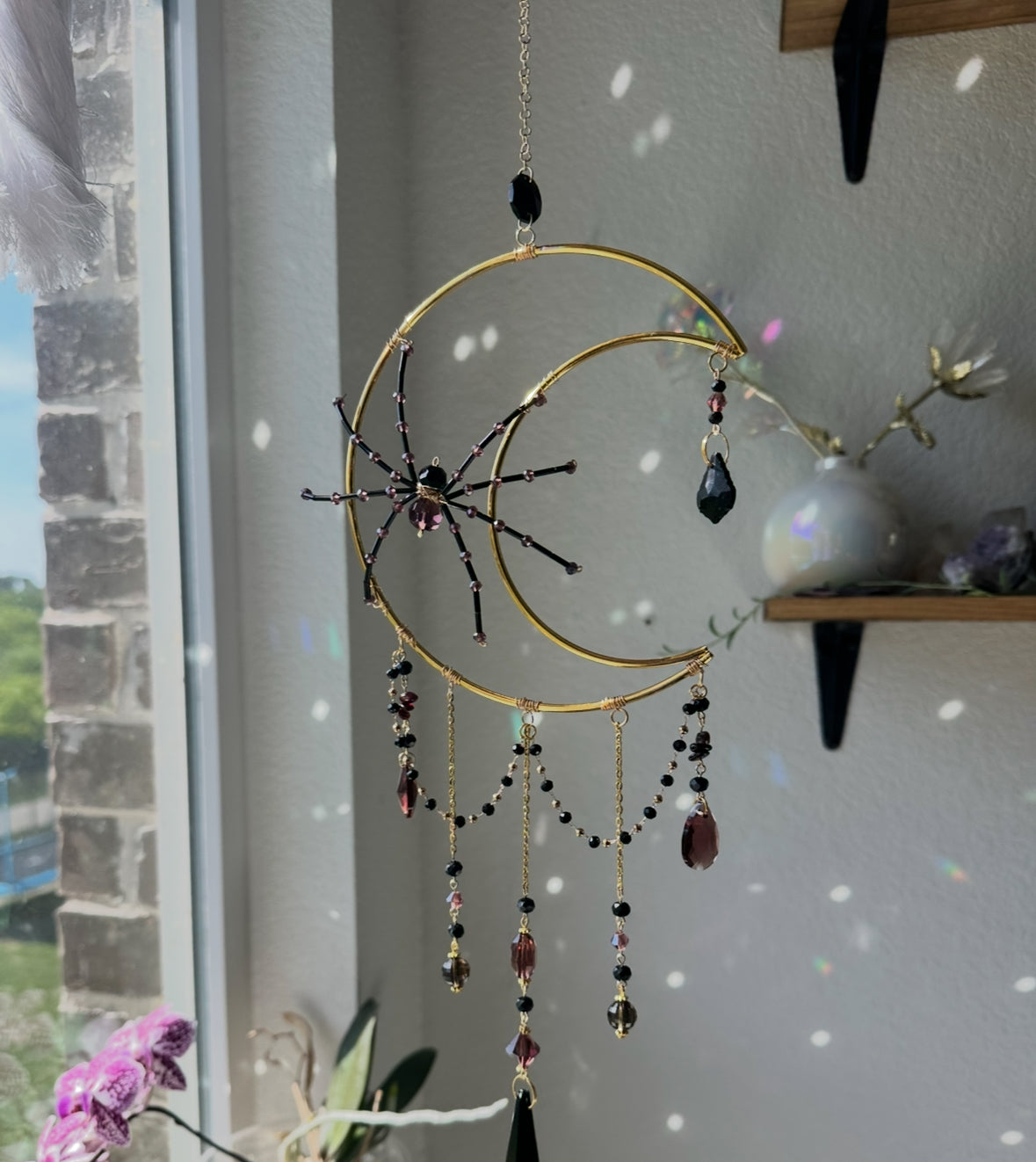 Spider moon wall hang