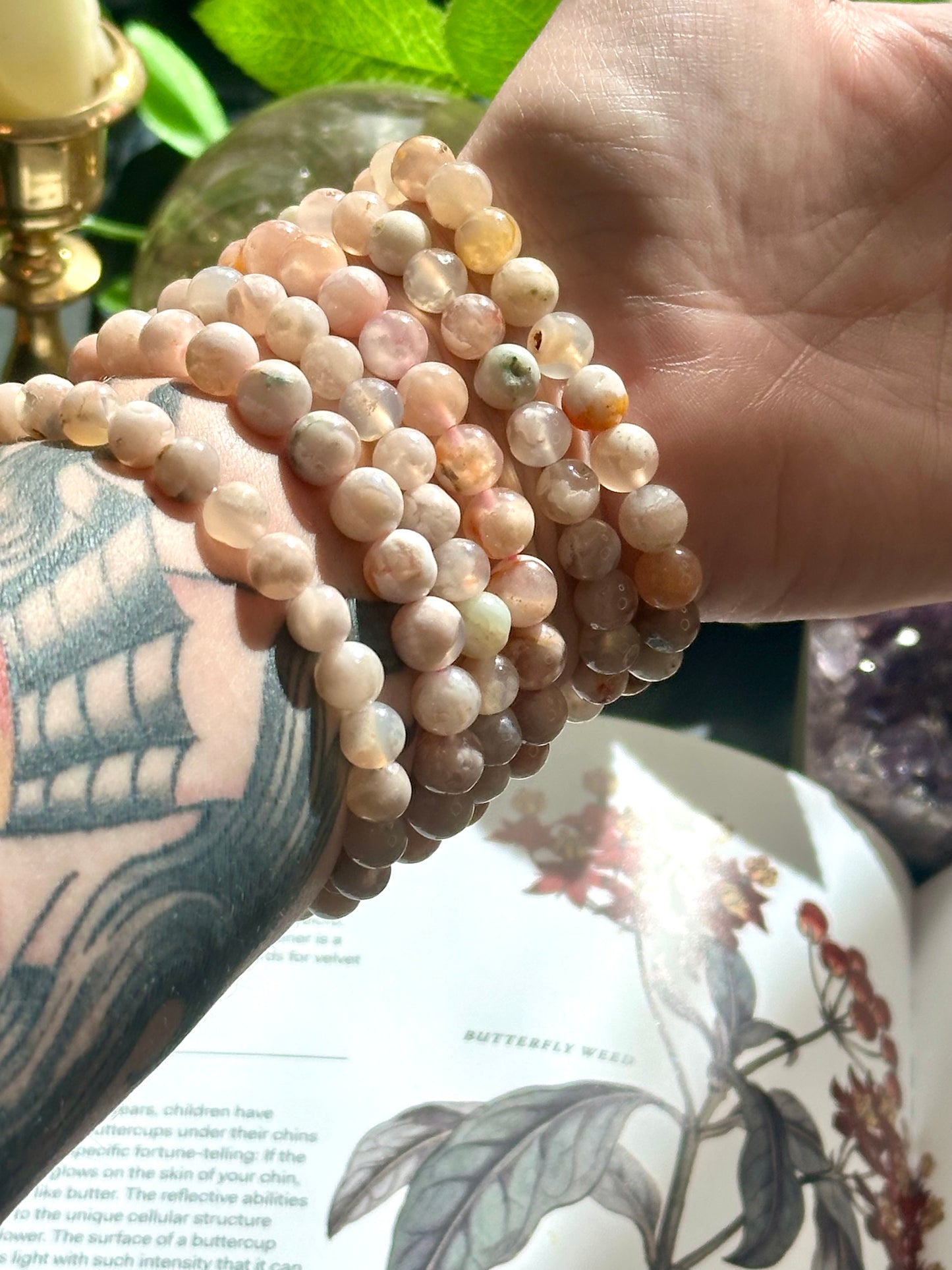 Flower agate bracelet