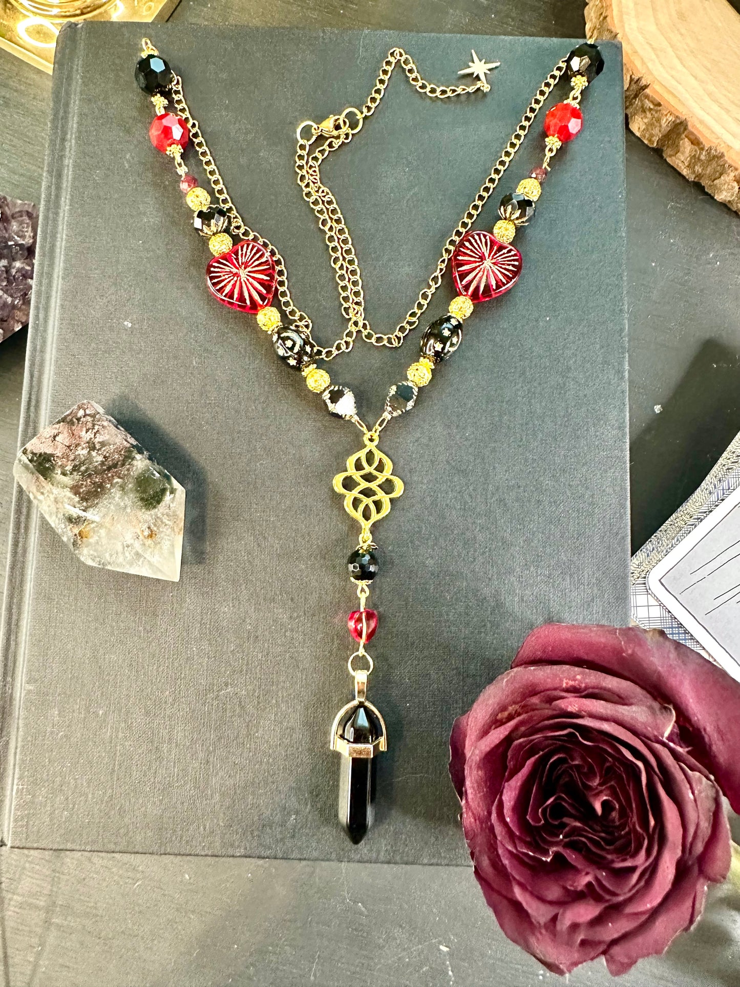 Sacred hearts long necklace