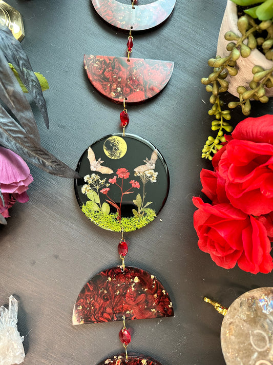 Red and black bat midnight garden wall hang