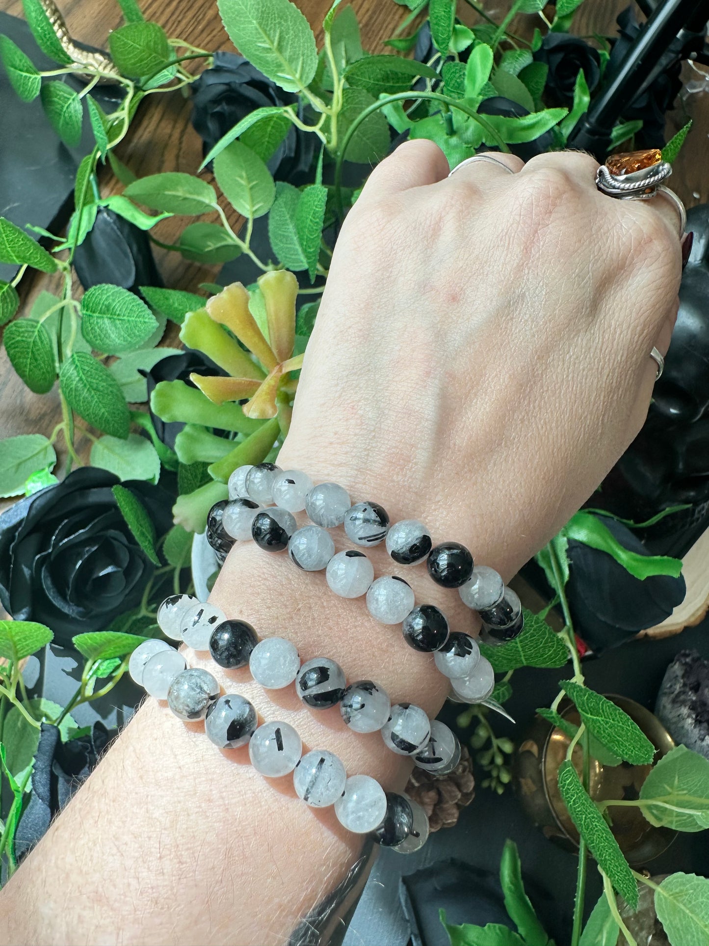 Black tourmaline quartz