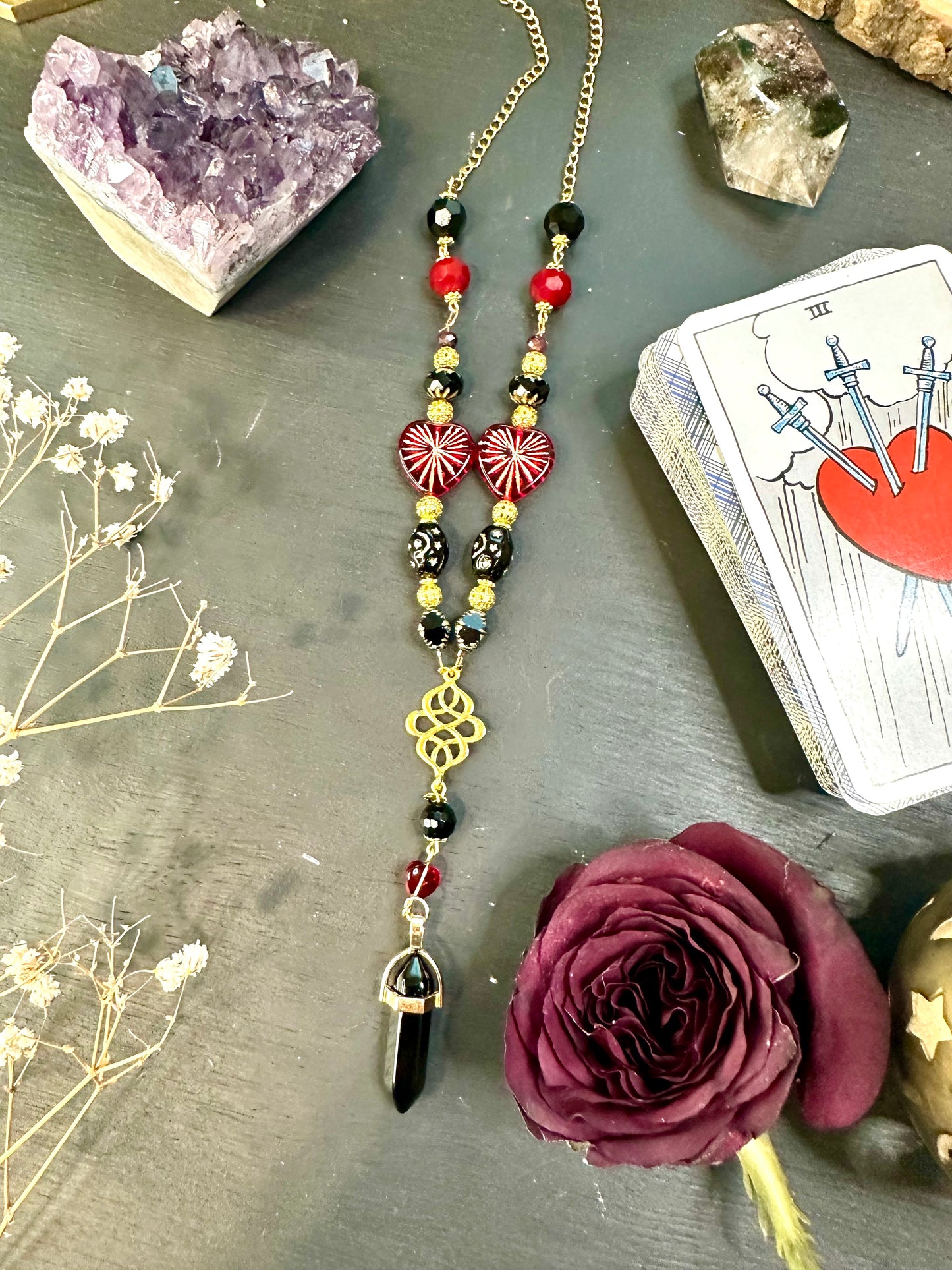 Sacred hearts long necklace