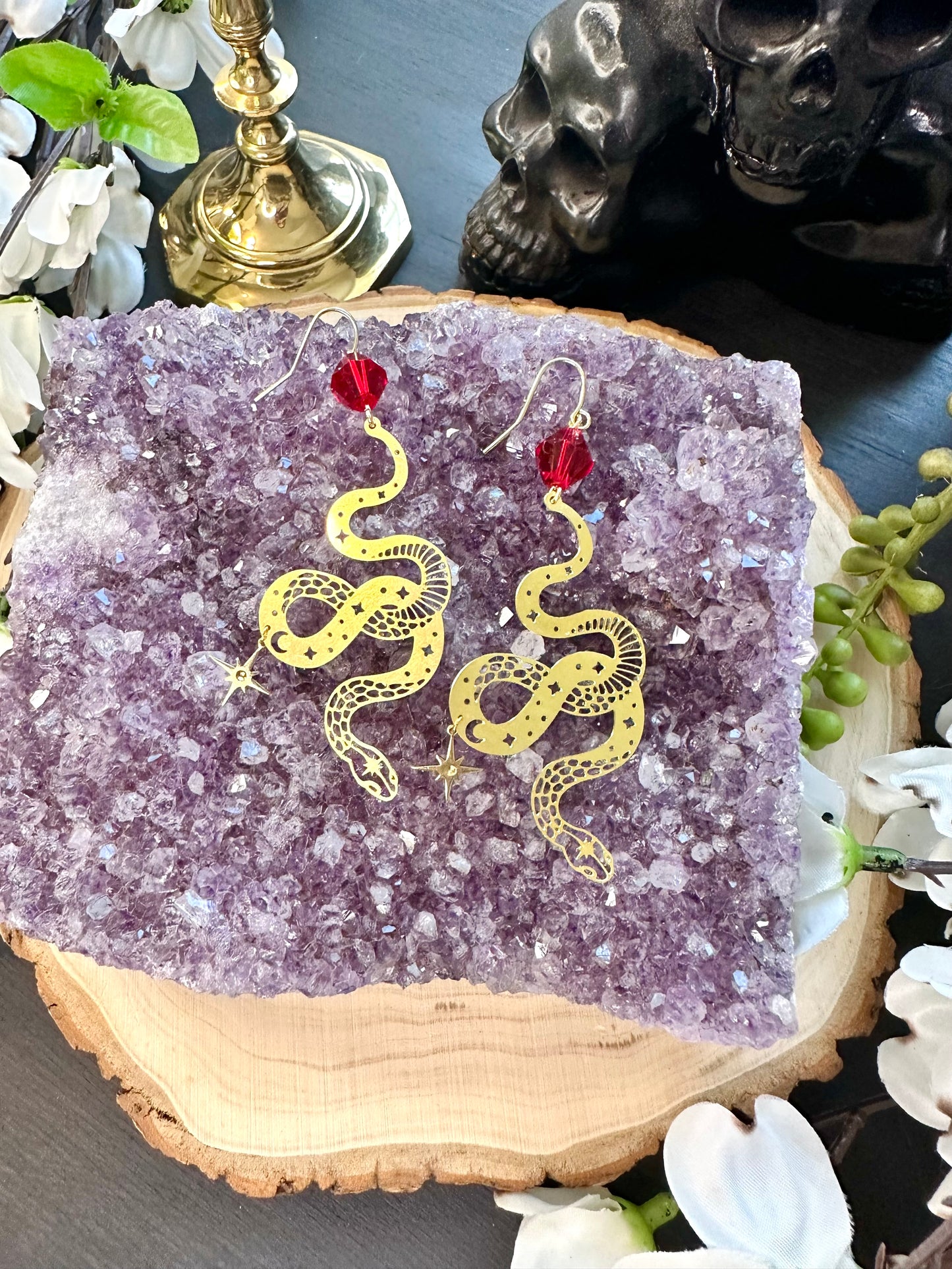 Celestial snake earrings