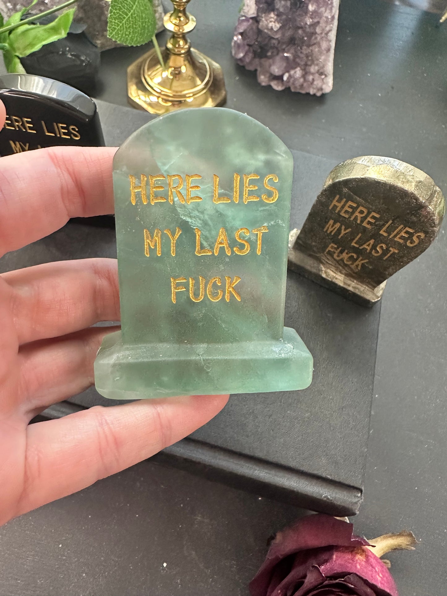 Crystal tombstone carving