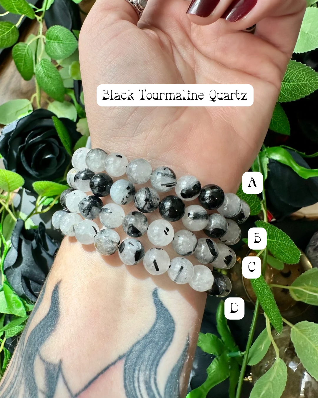 Black tourmaline quartz