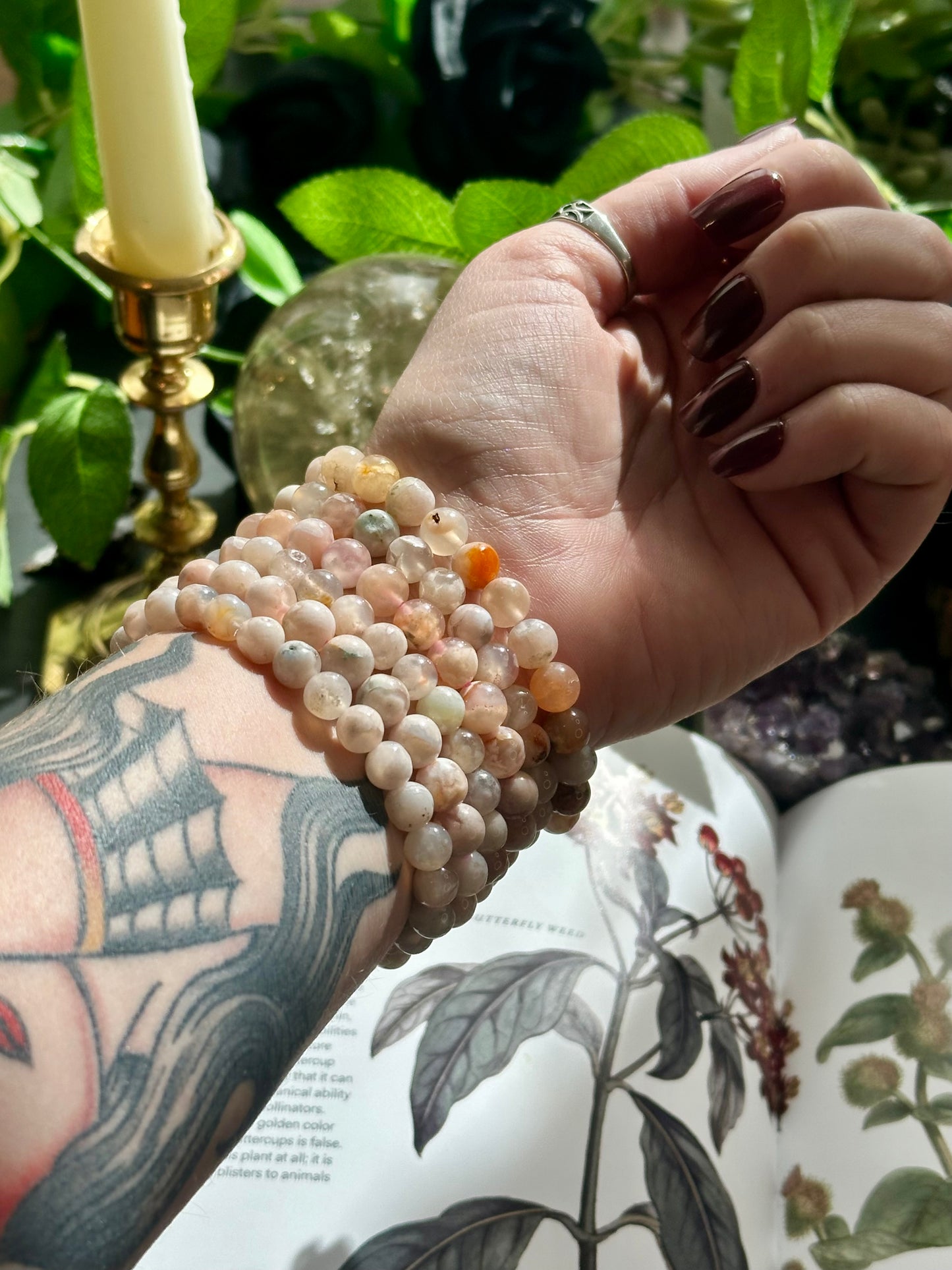 Flower agate bracelet