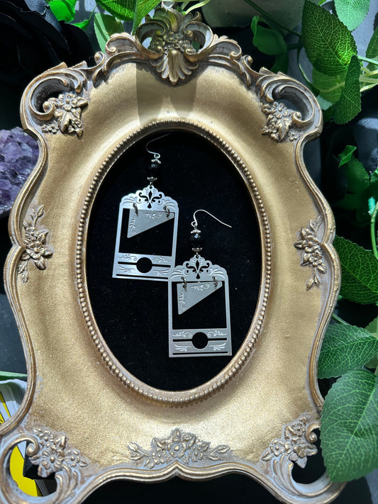 Black onyx guillotine earrings