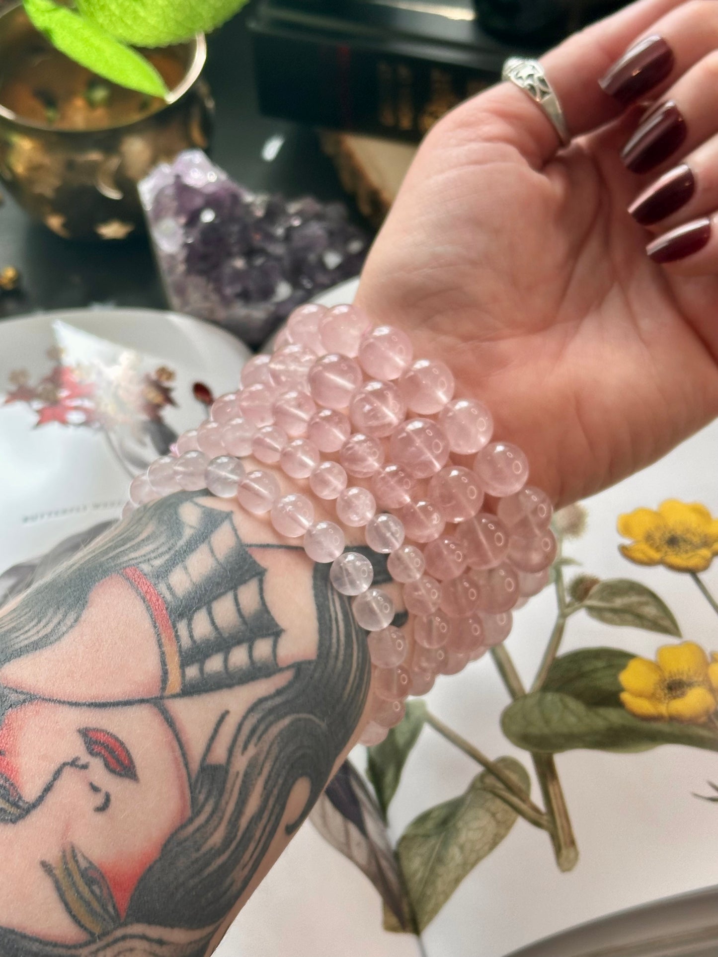 AA quality rose quartz bracelet