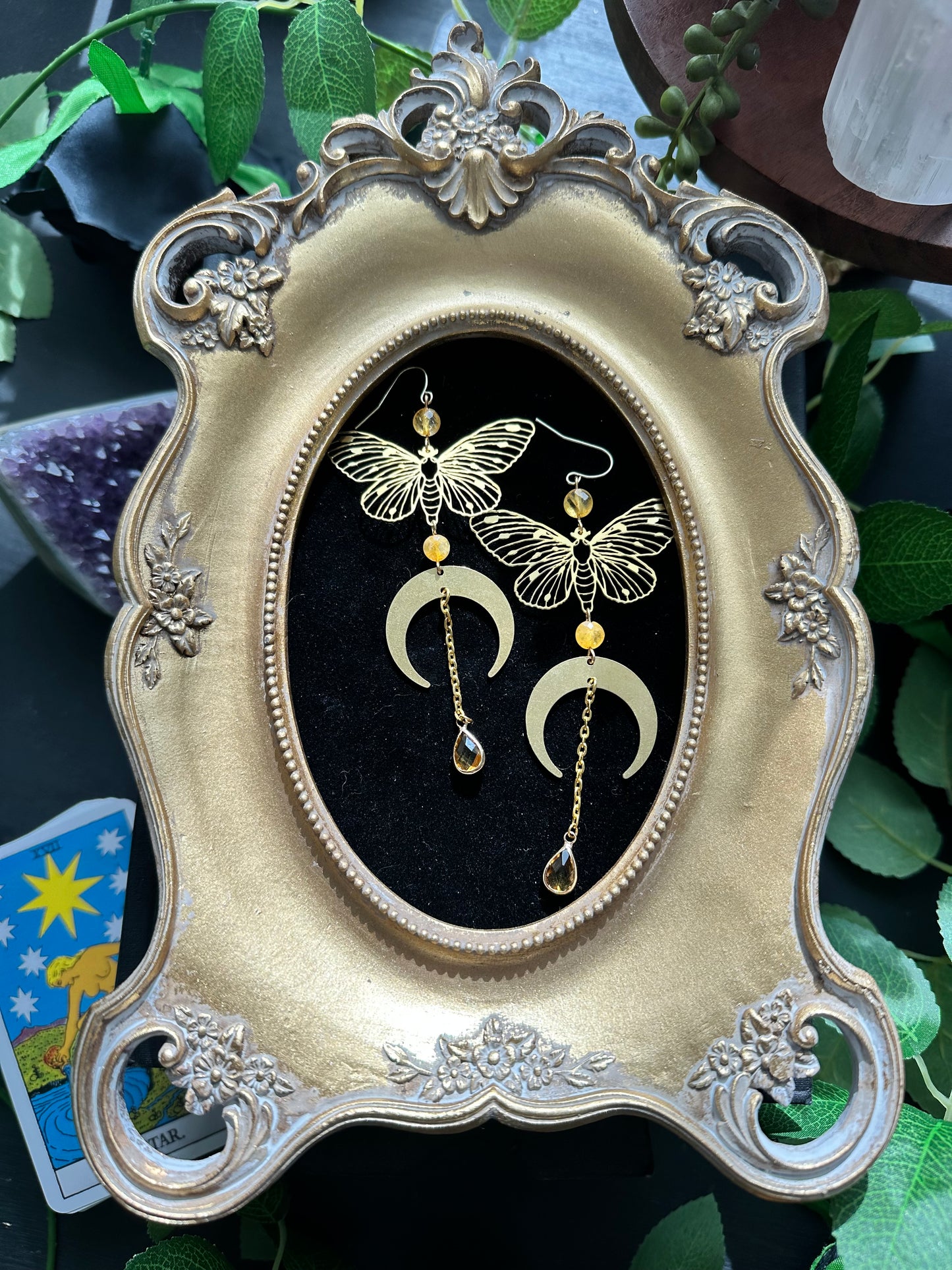 Corrine butterfly moon earrings