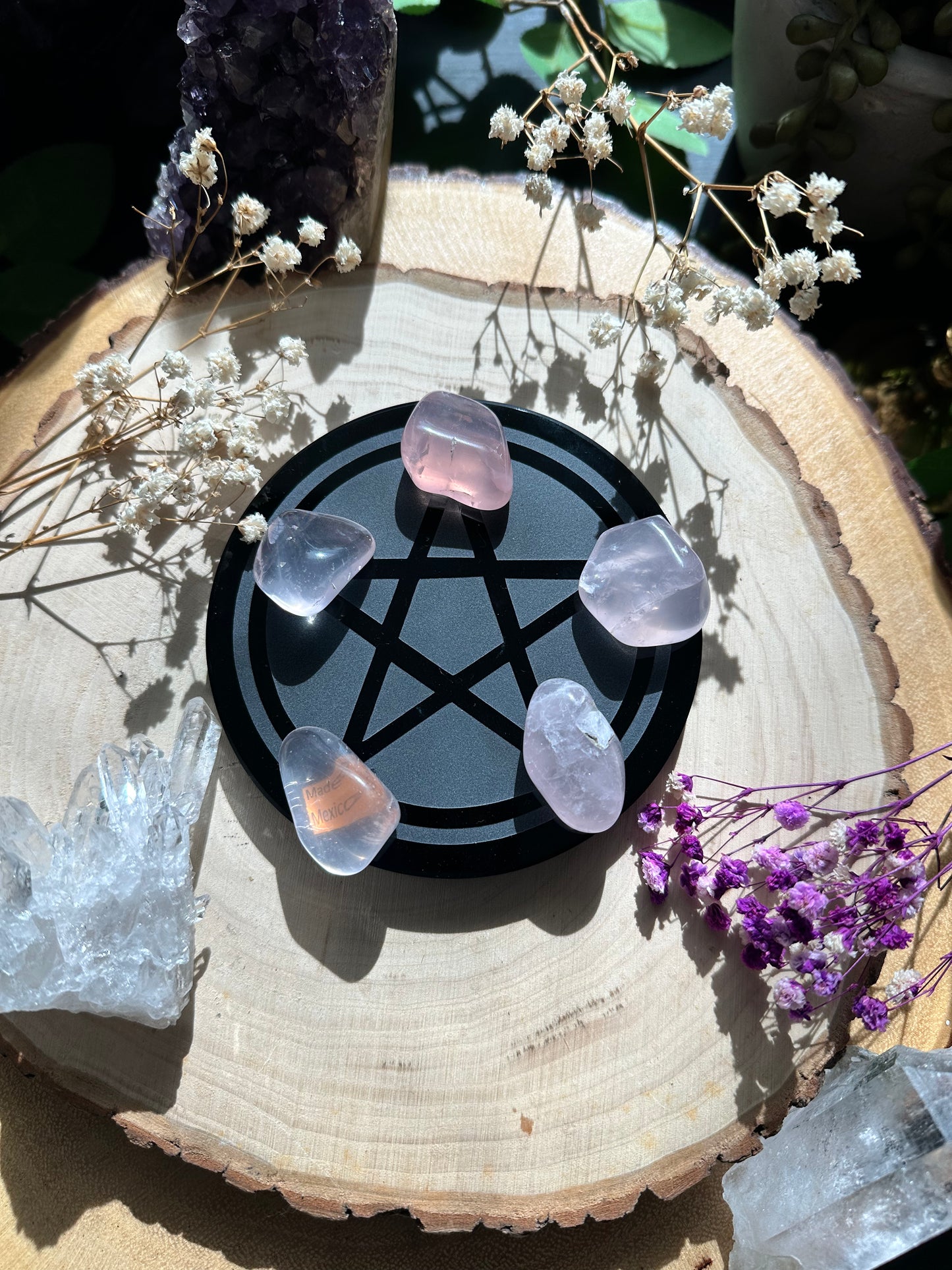 Black Obsidian Pentacle Charging Grid Plate