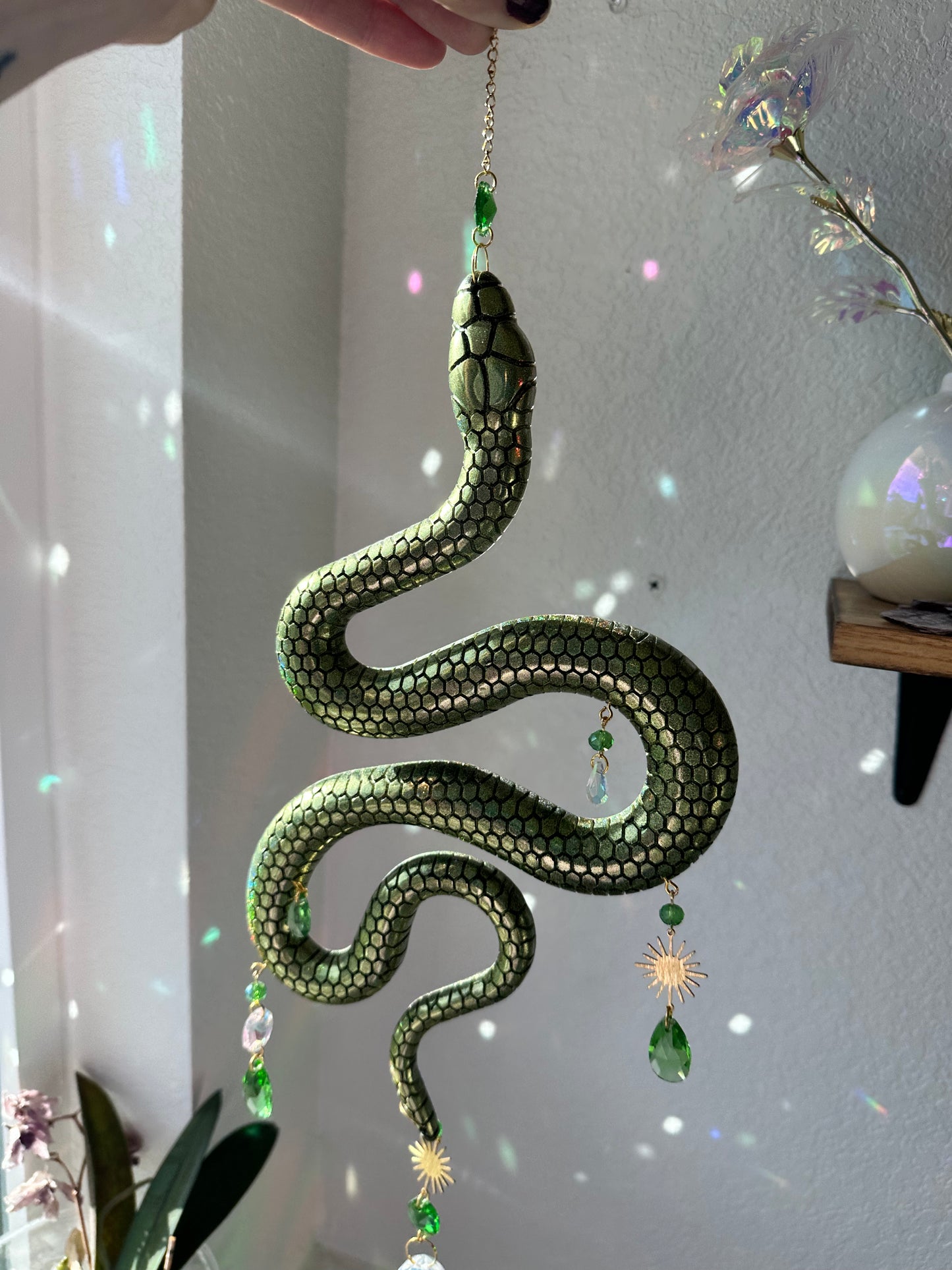 Green Holographic Snake Sun Cathcer Wall Hang