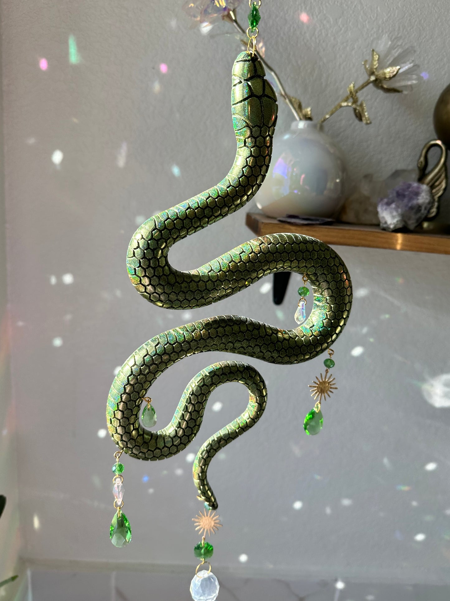Green Holographic Snake Sun Cathcer Wall Hang