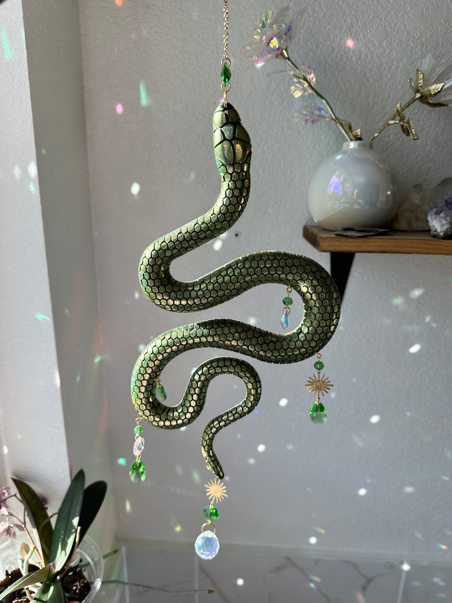 Green Holographic Snake Sun Cathcer Wall Hang