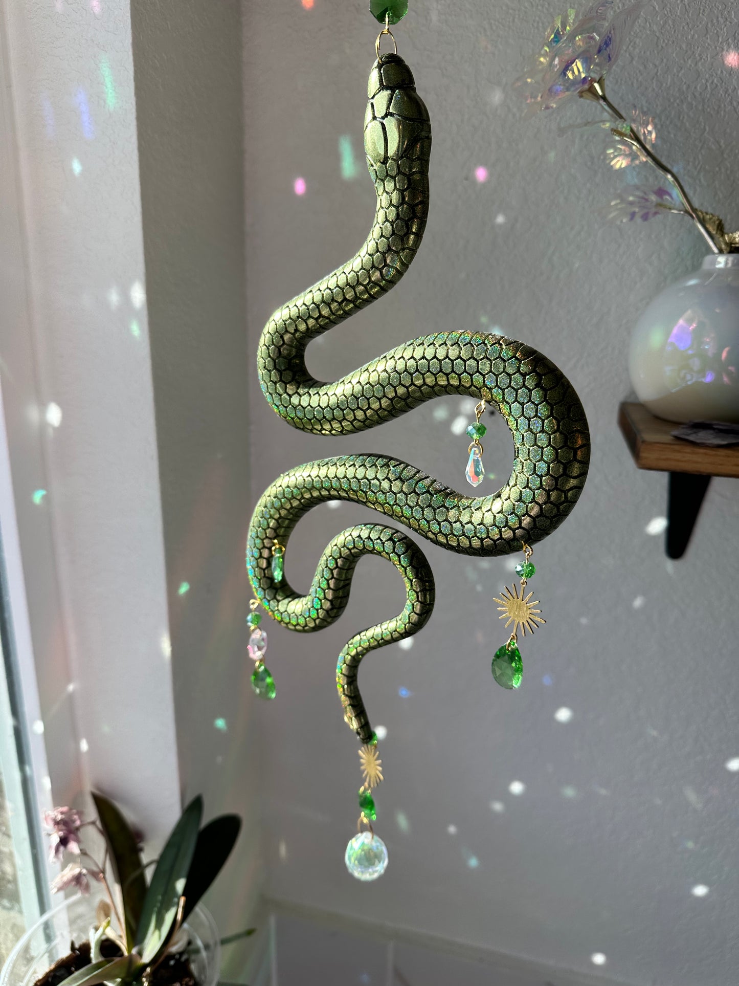 Green Holographic Snake Sun Cathcer Wall Hang