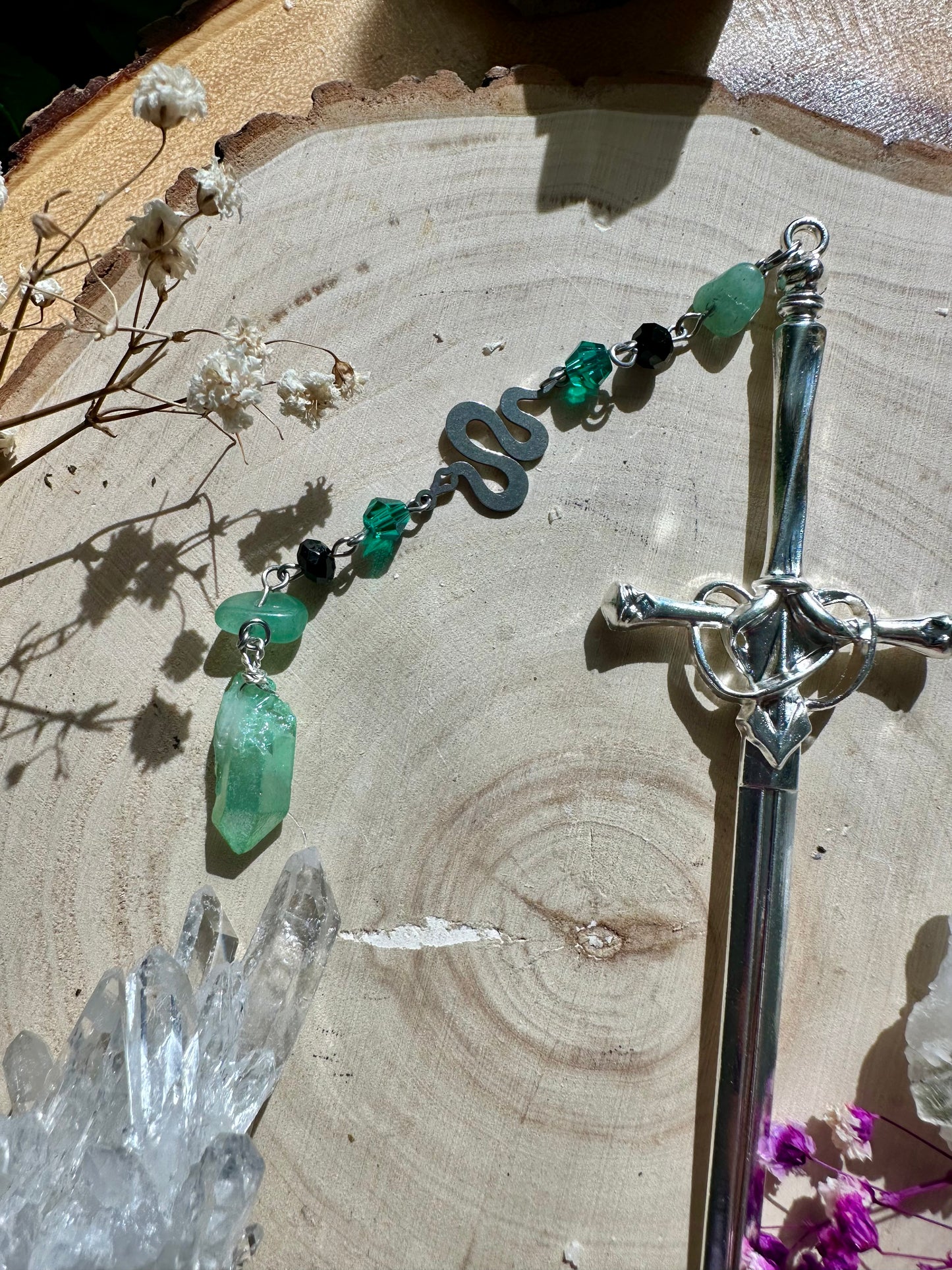 Slytherin Snake Crystal Hair Sword (Silver)