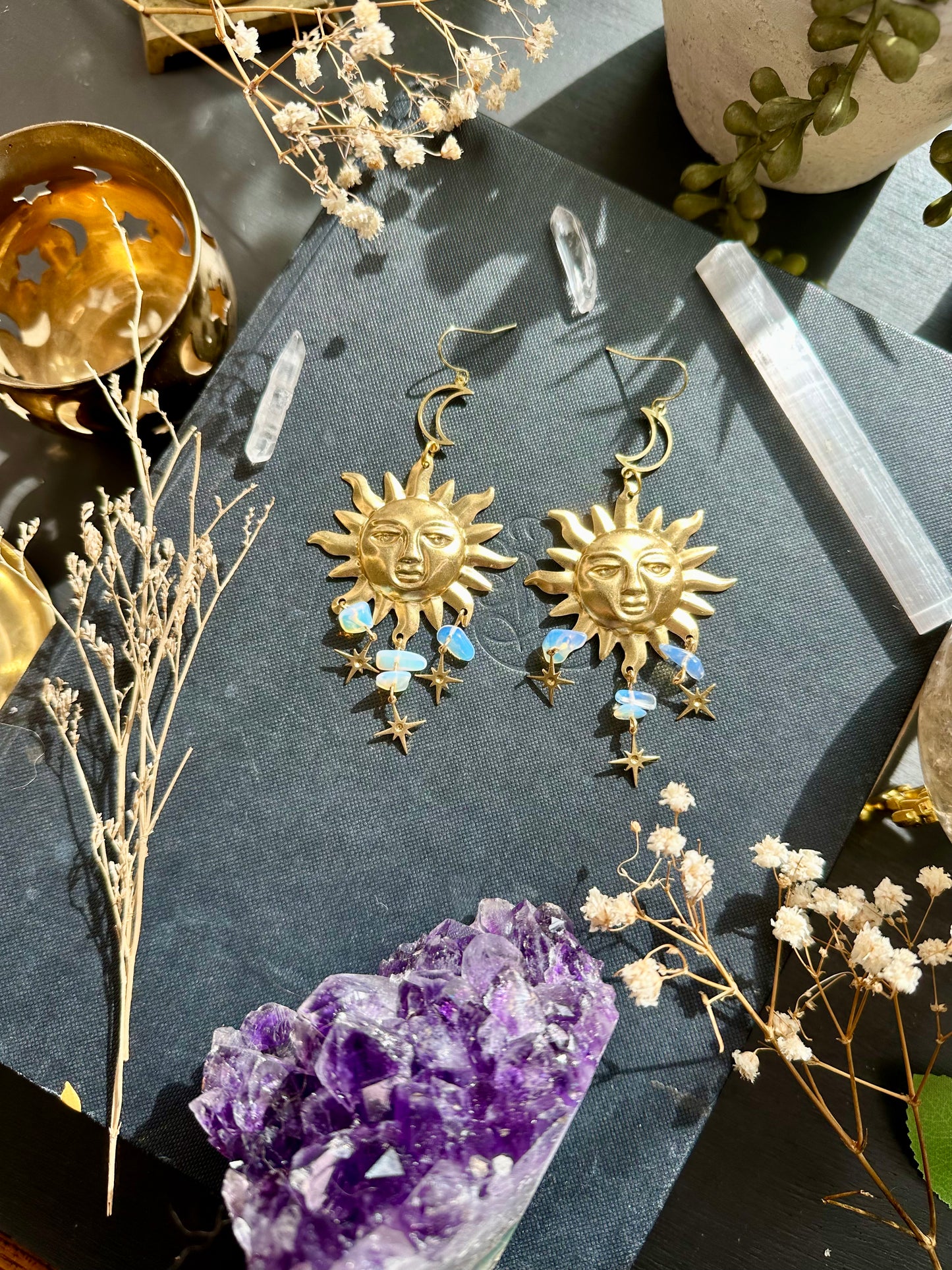 Opalite Whimsigoth Celestial Earrings