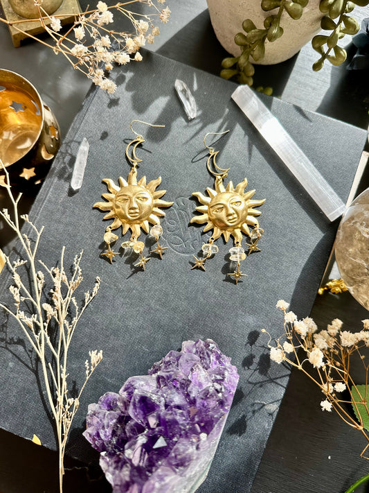 Citrine Whimsigoth Celestial Earrings