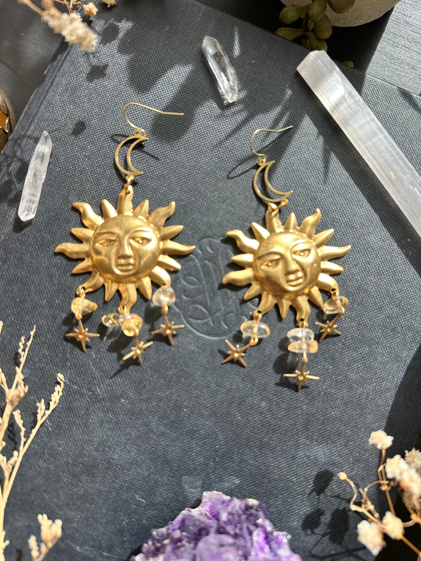 Citrine Whimsigoth Celestial Earrings