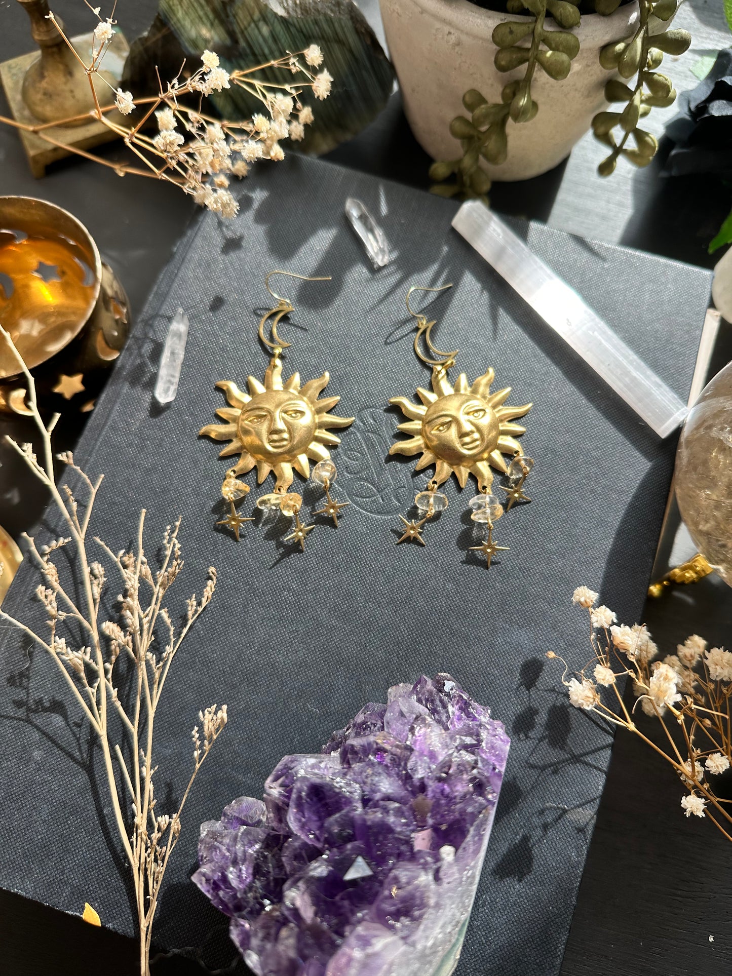 Citrine Whimsigoth Celestial Earrings