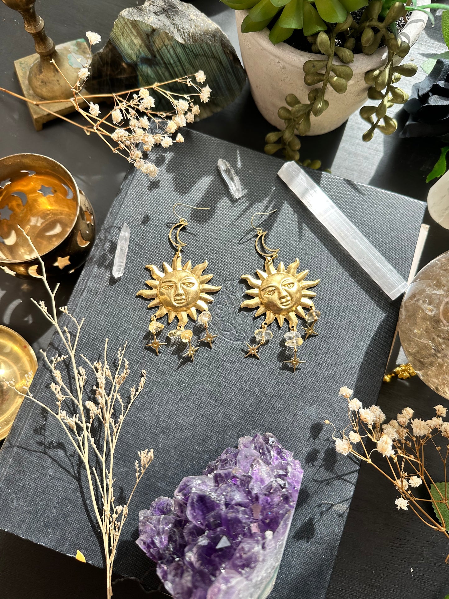 Citrine Whimsigoth Celestial Earrings