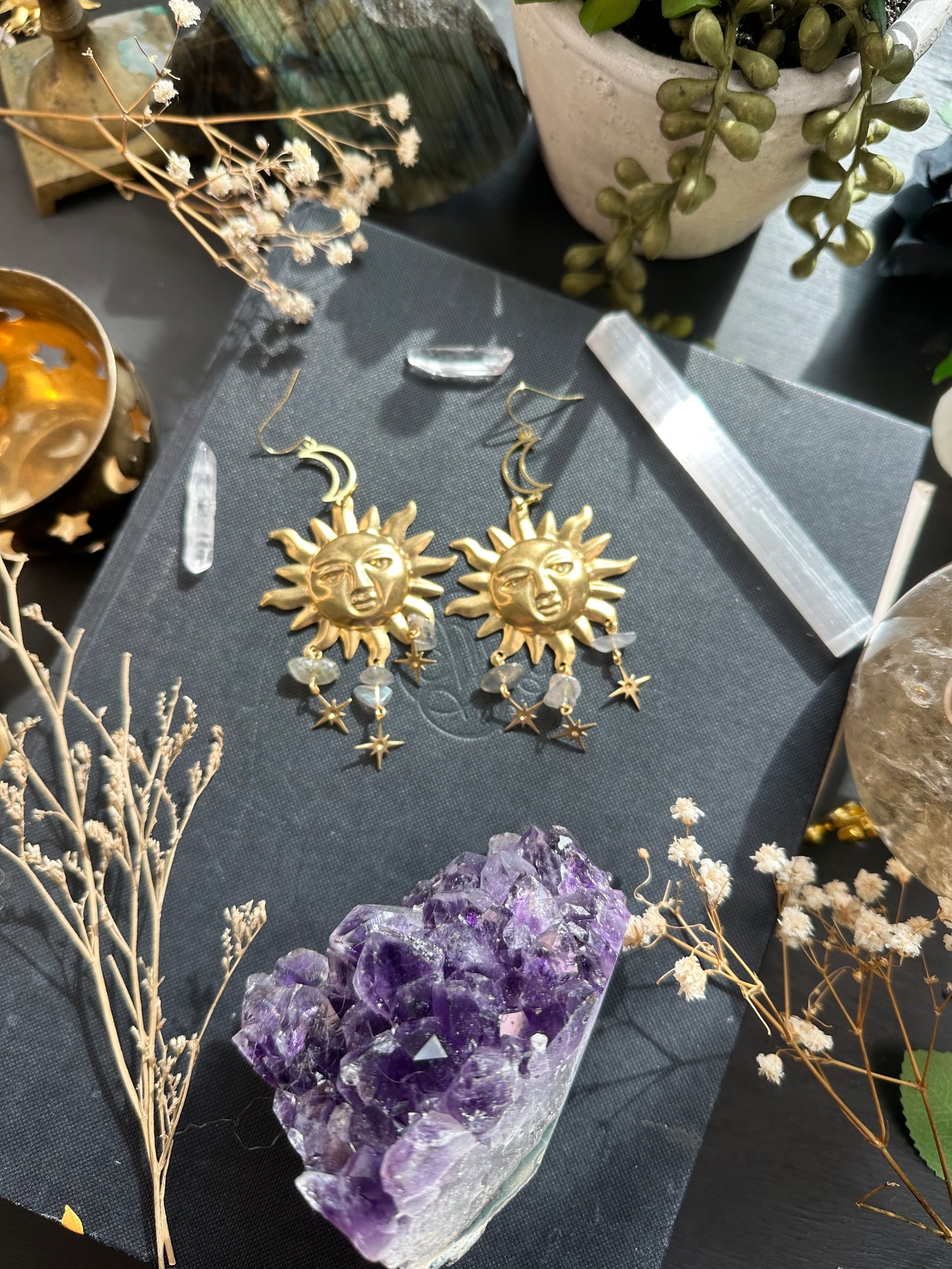 Labradorite Whimsigoth Celestial Earrings