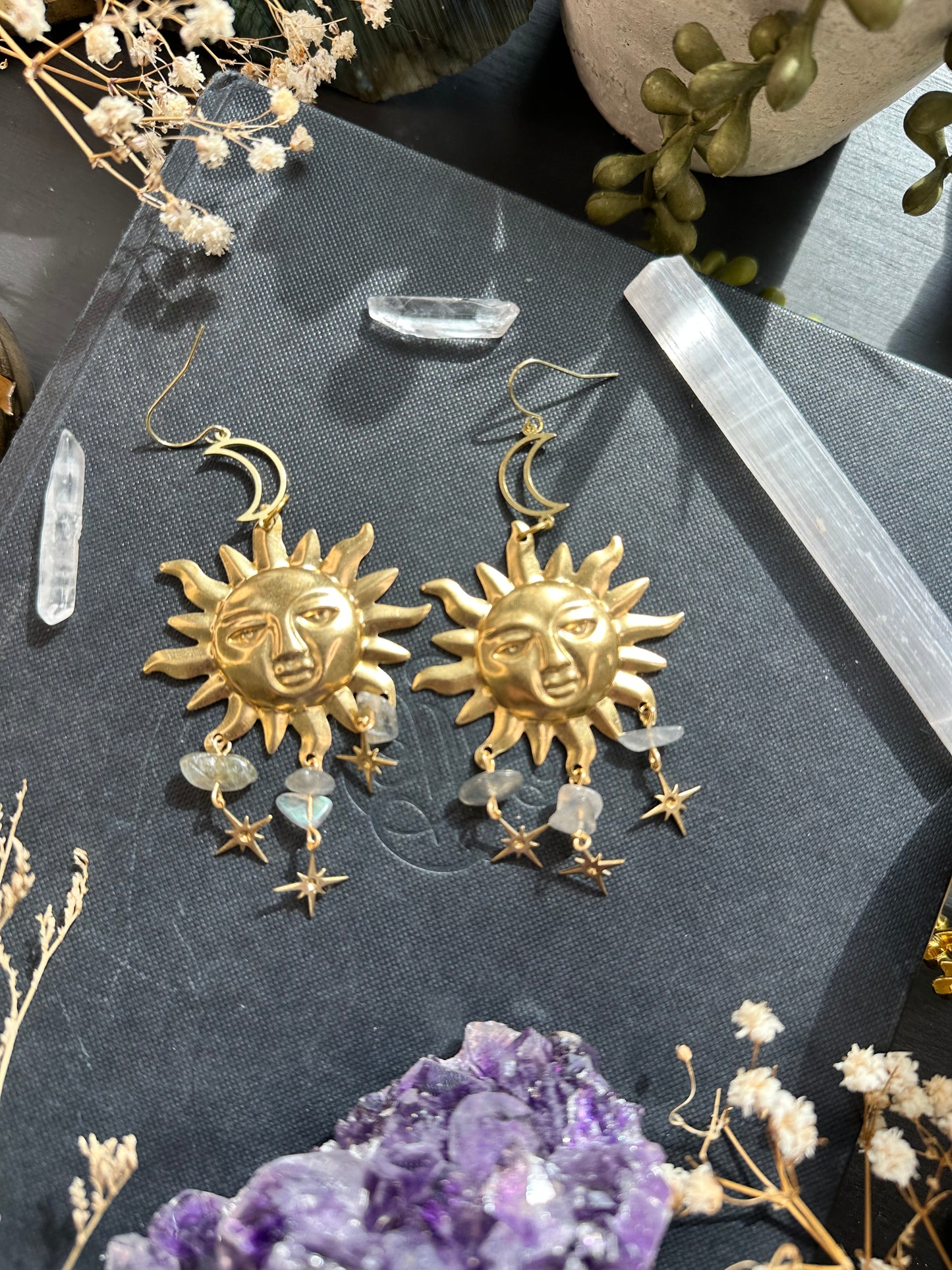 Labradorite Whimsigoth Celestial Earrings