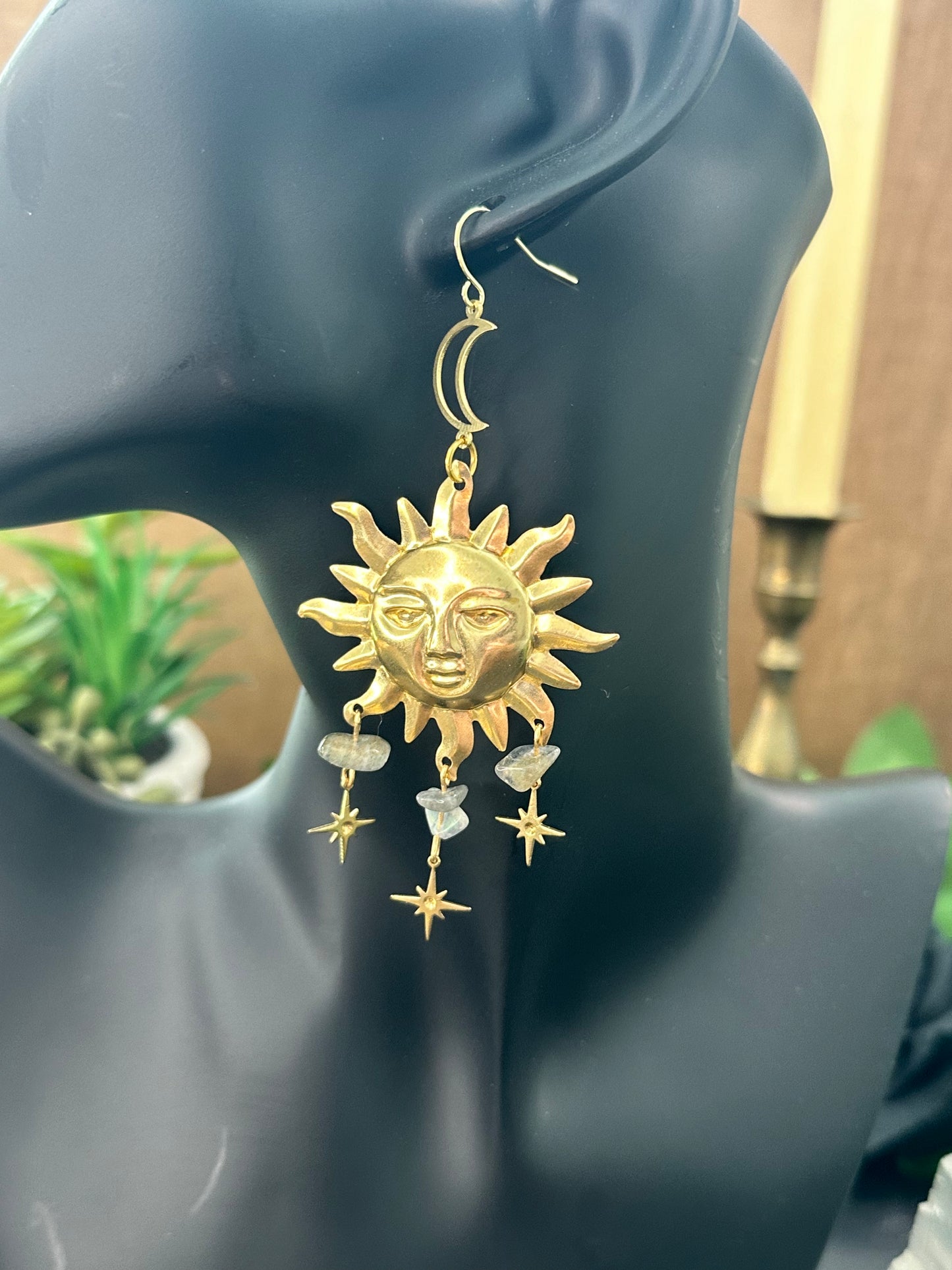 Labradorite Whimsigoth Celestial Earrings