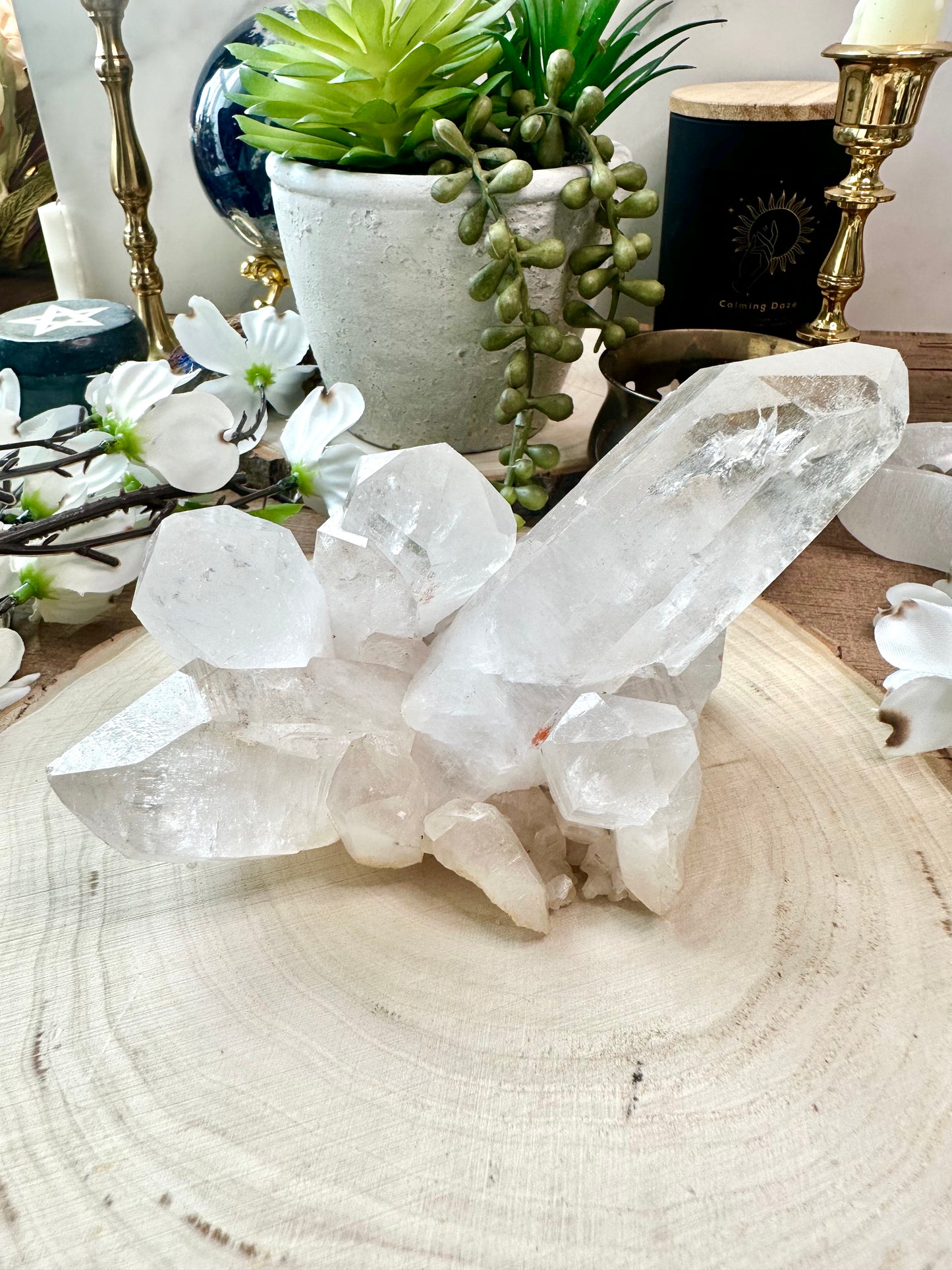 Pink Himalayan quartz cluster