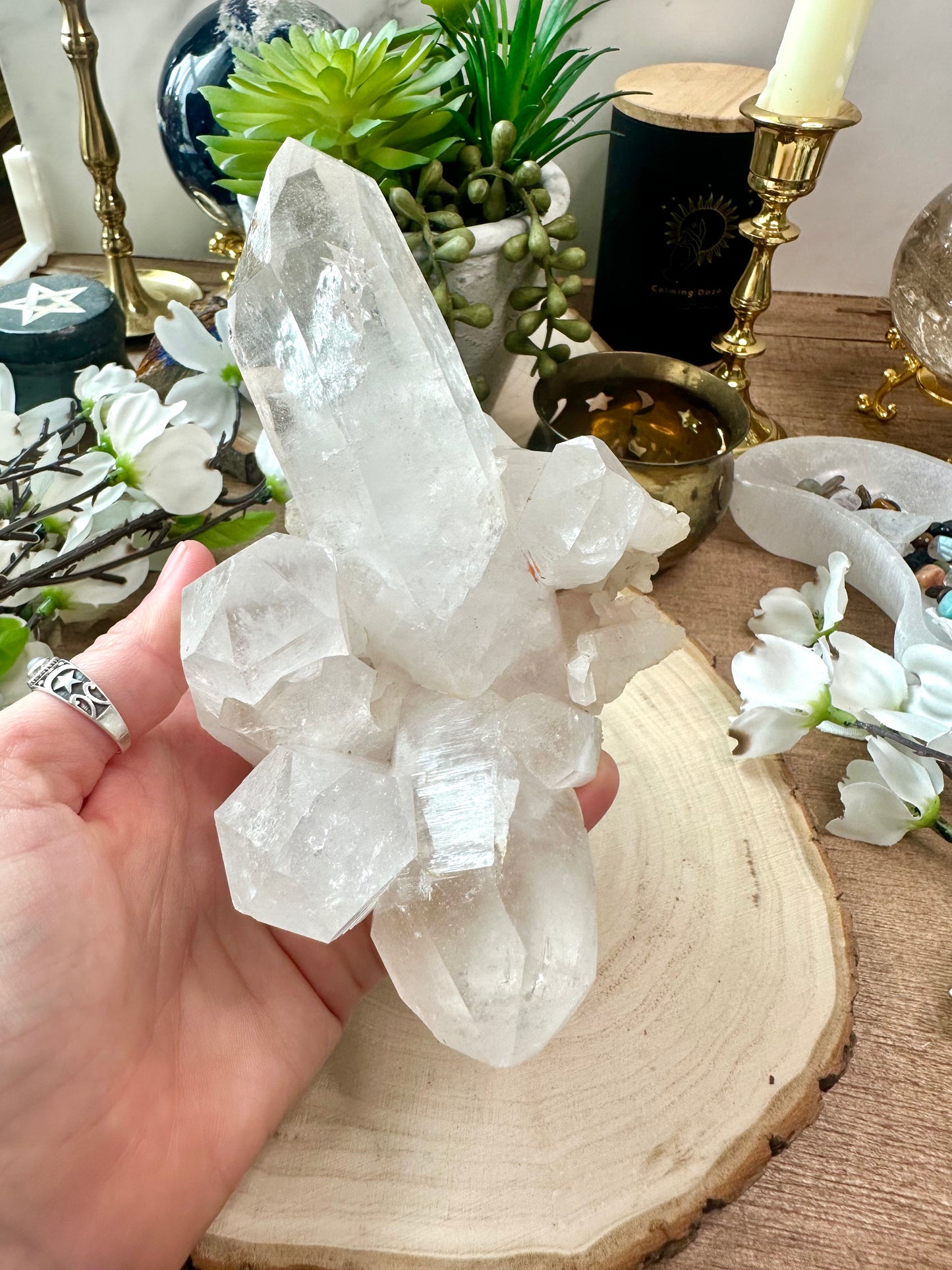 Pink Himalayan quartz cluster