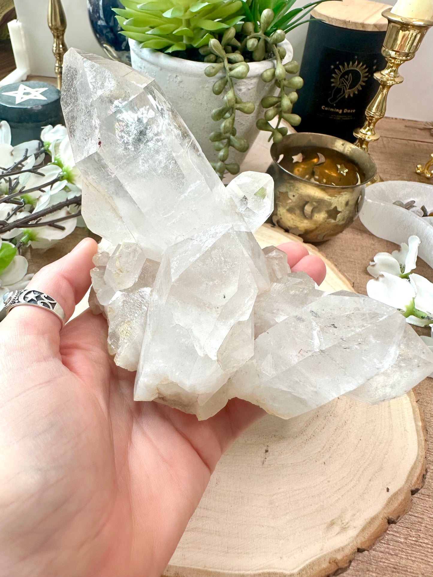 Pink Himalayan quartz cluster