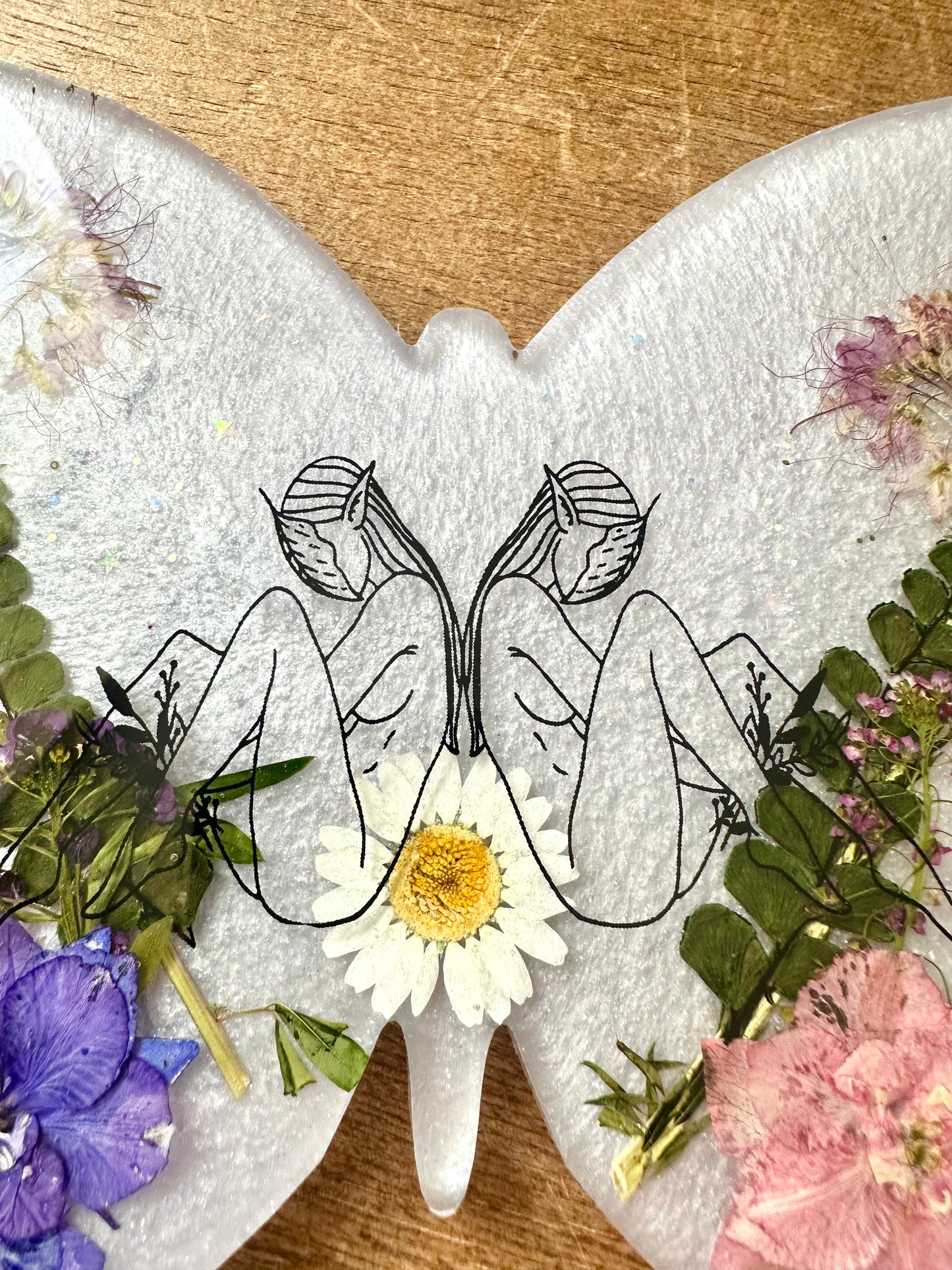 Gemini inspired floral butterfly sun-catcher wall hang