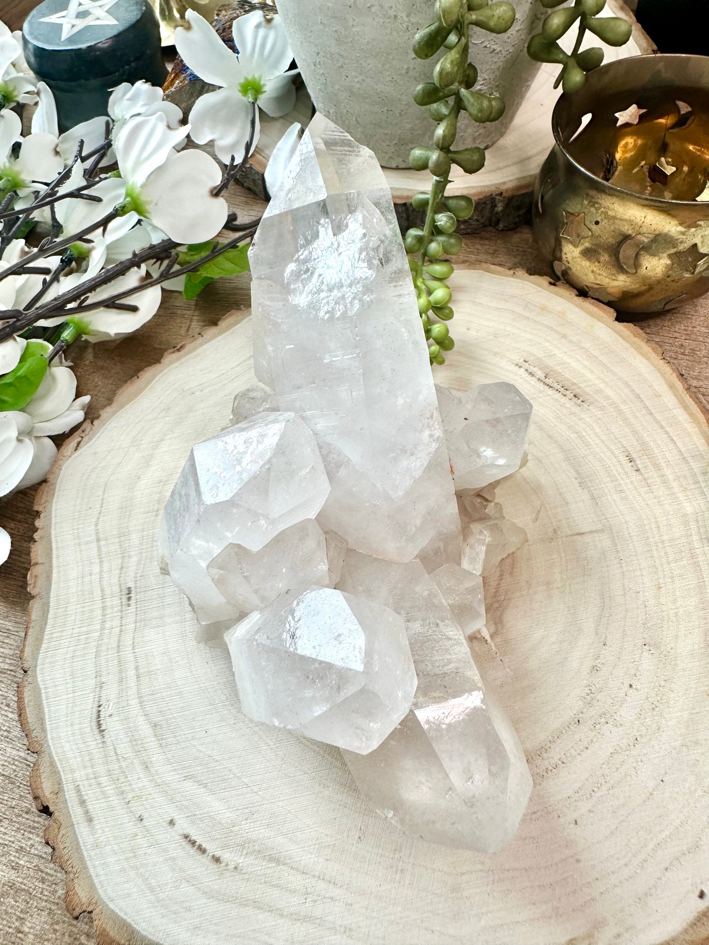 Pink Himalayan quartz cluster