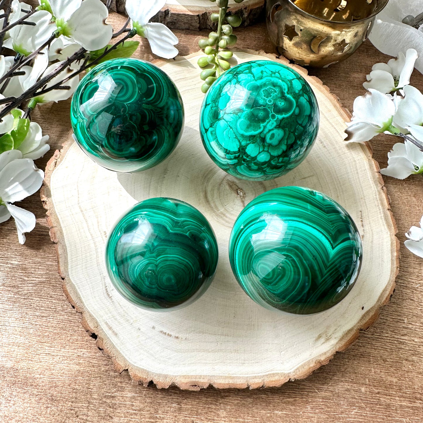Malachite spheres
