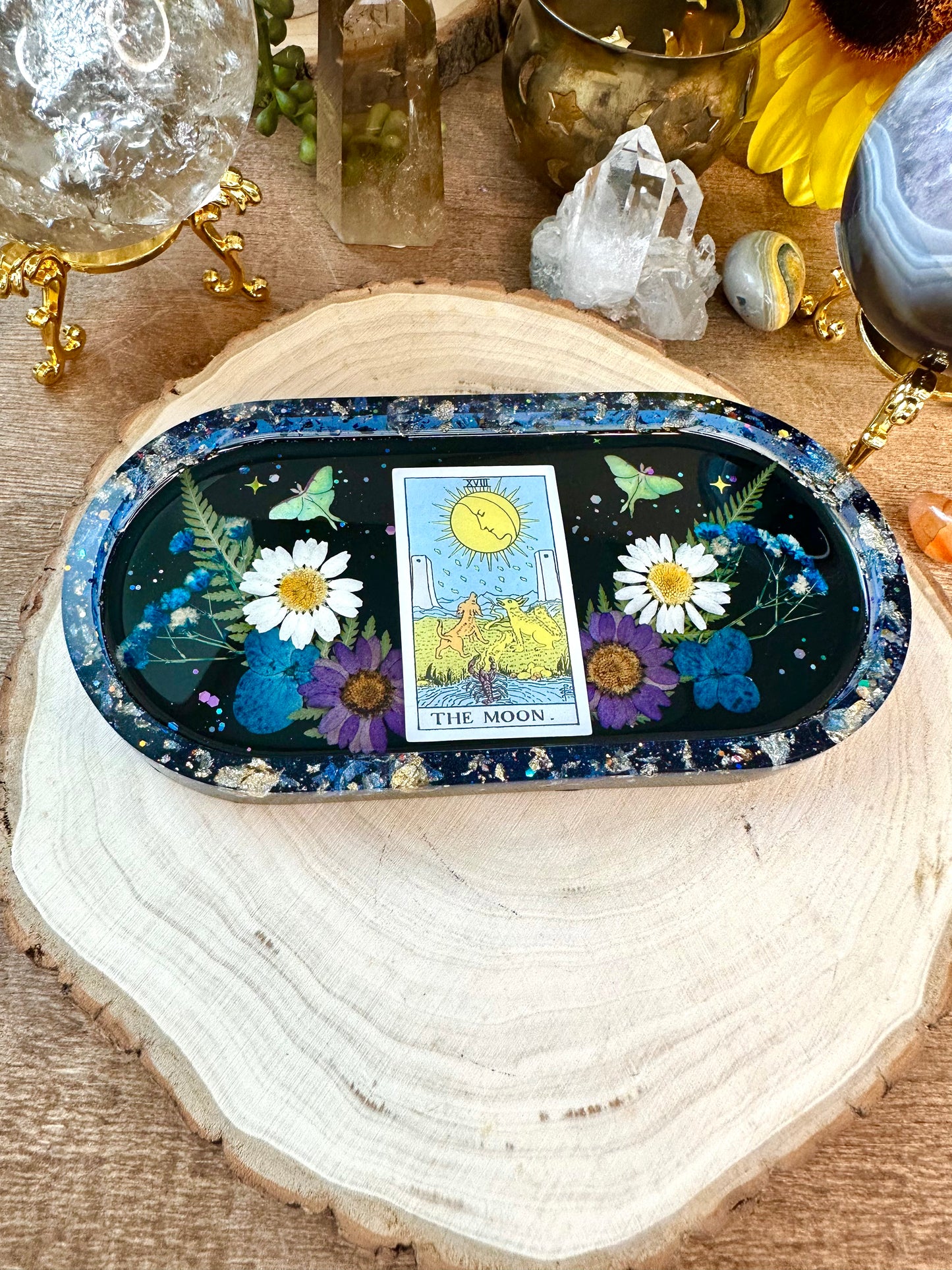 The moon tarot card trinket tray