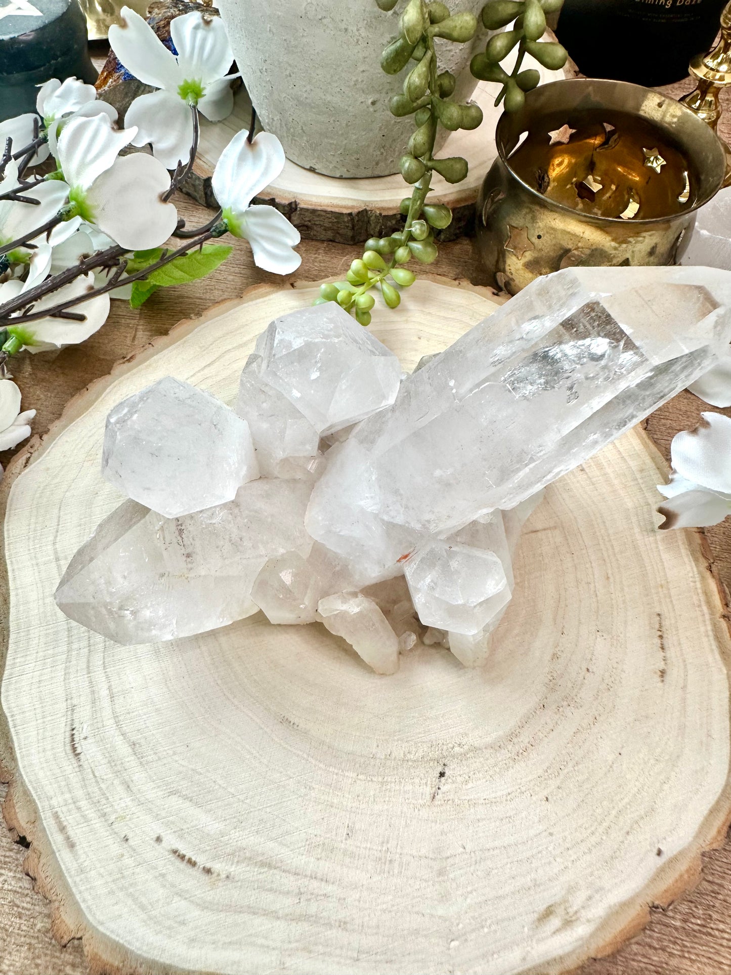 Pink Himalayan quartz cluster