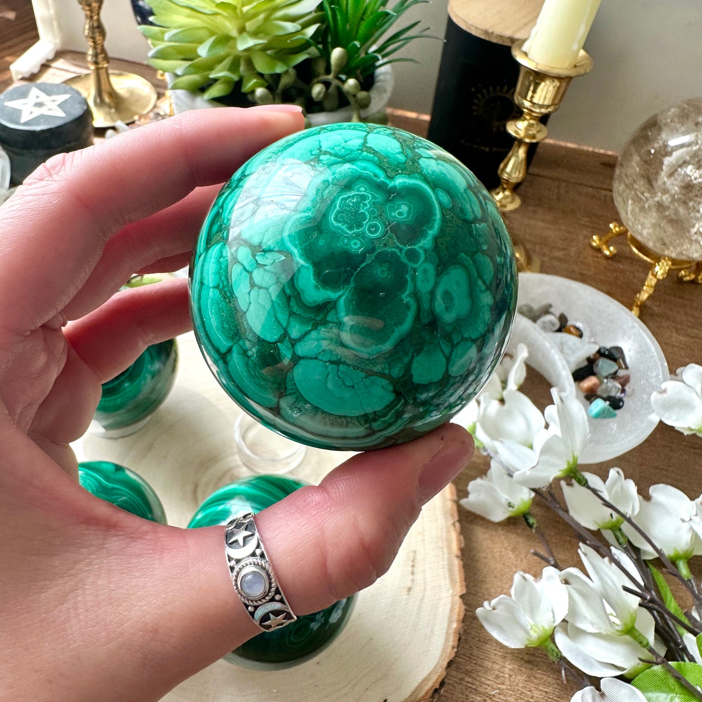 Malachite spheres
