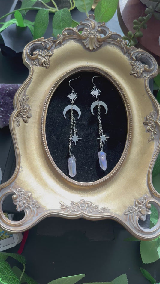 Aura amethyst dangle earrings