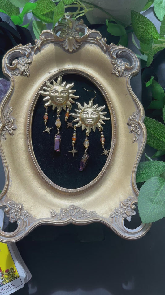 Multi-stone sun earrings