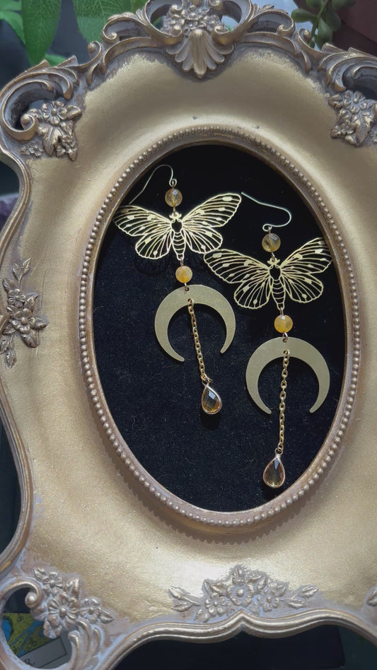 Corrine butterfly moon earrings