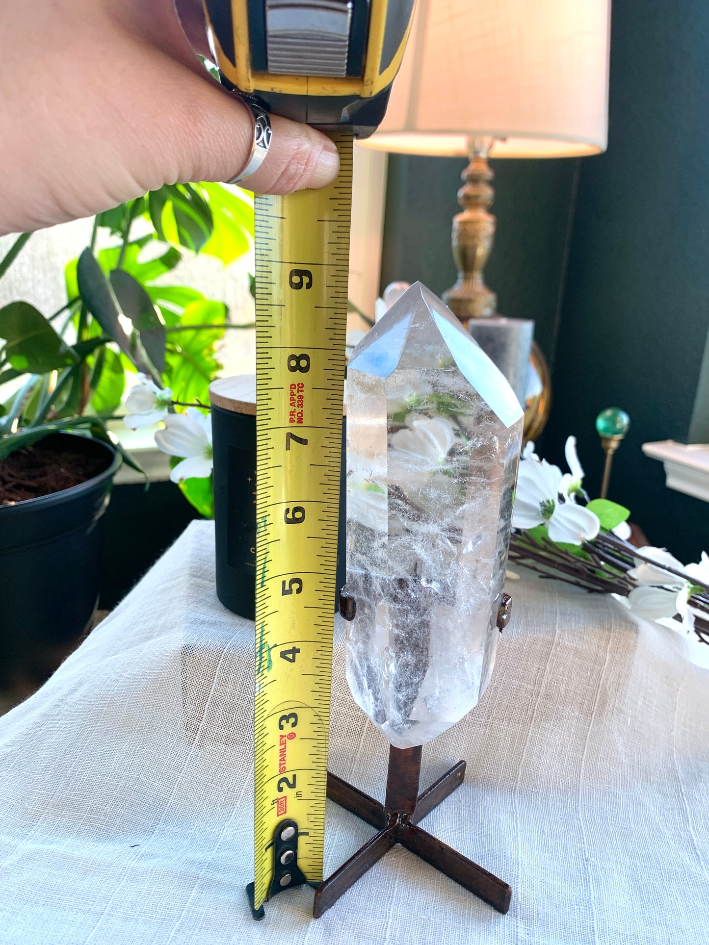 Double Terminated Clear Quartz Freeform with Stand