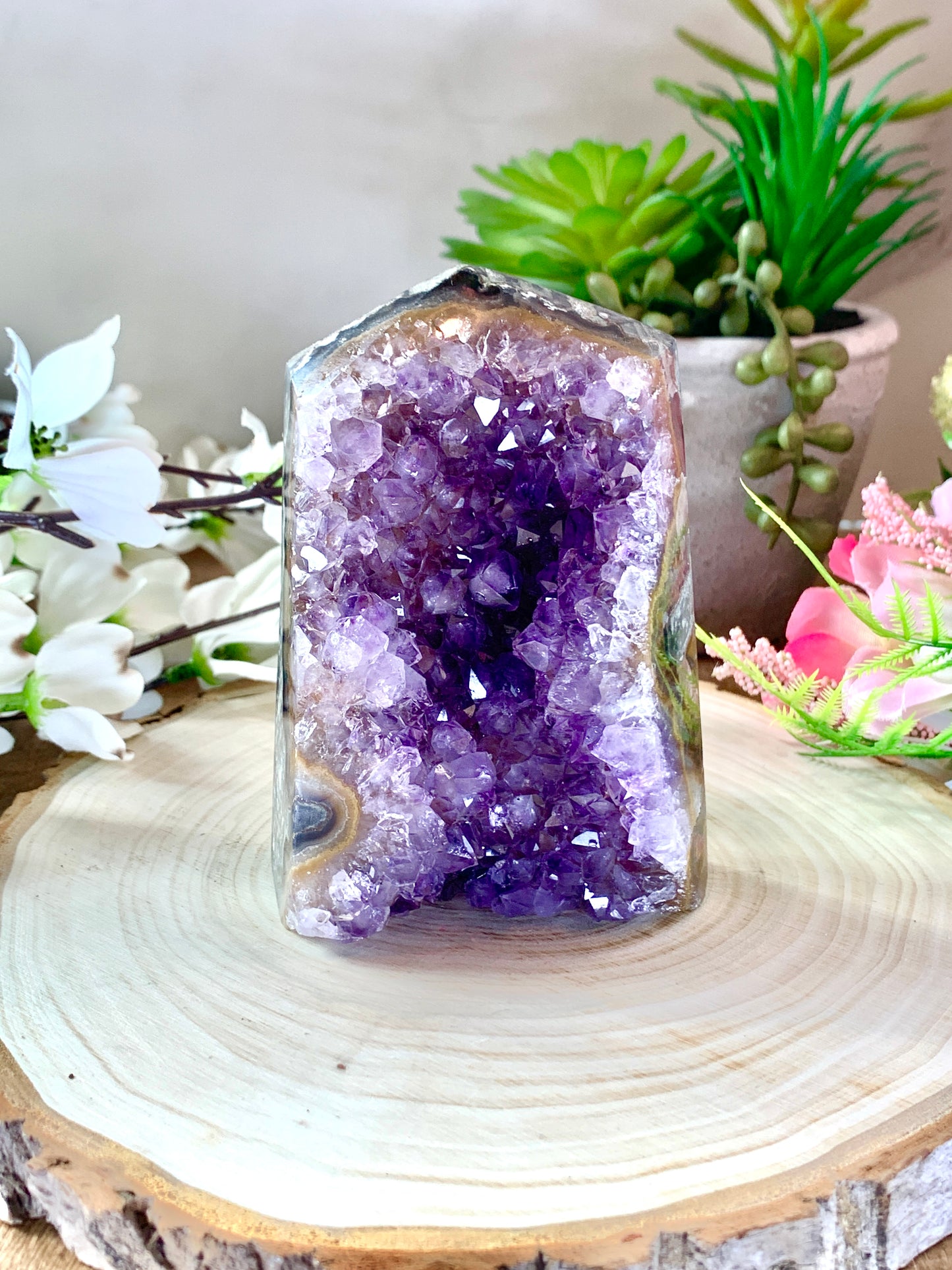 Brazilian Druzy Amethyst Cut Base Tower
