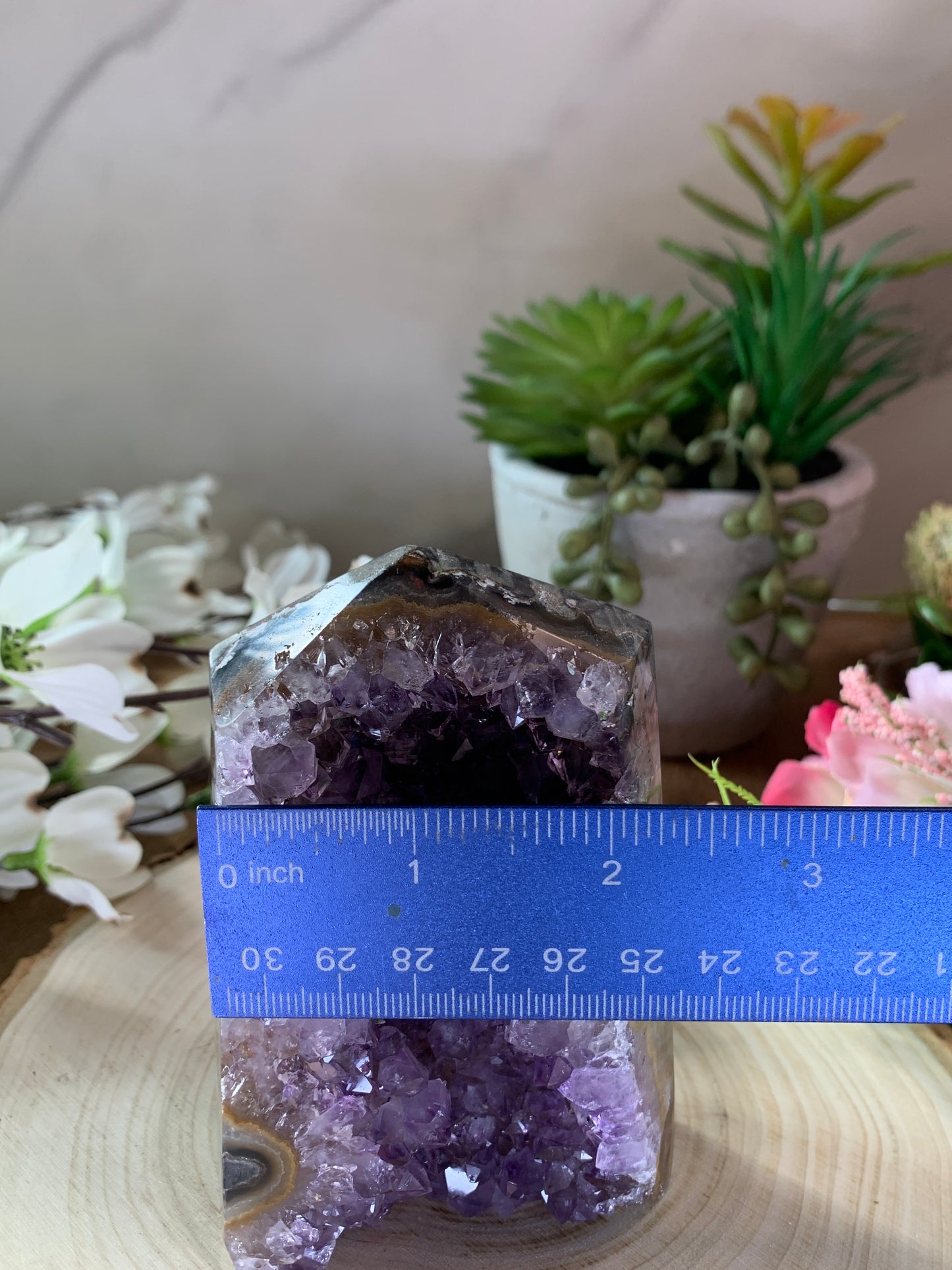 Brazilian Druzy Amethyst Cut Base Tower