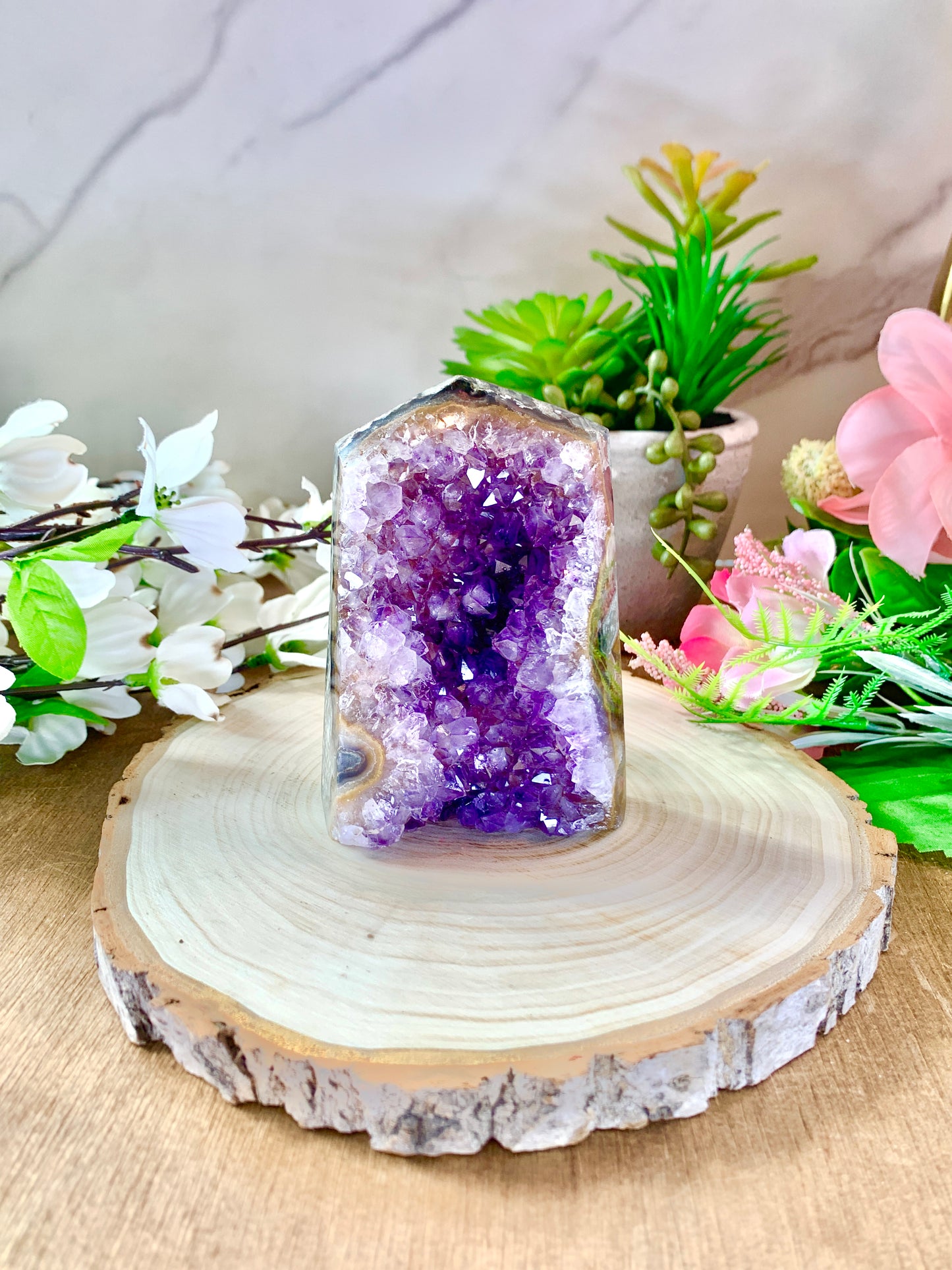 Brazilian Druzy Amethyst Cut Base Tower