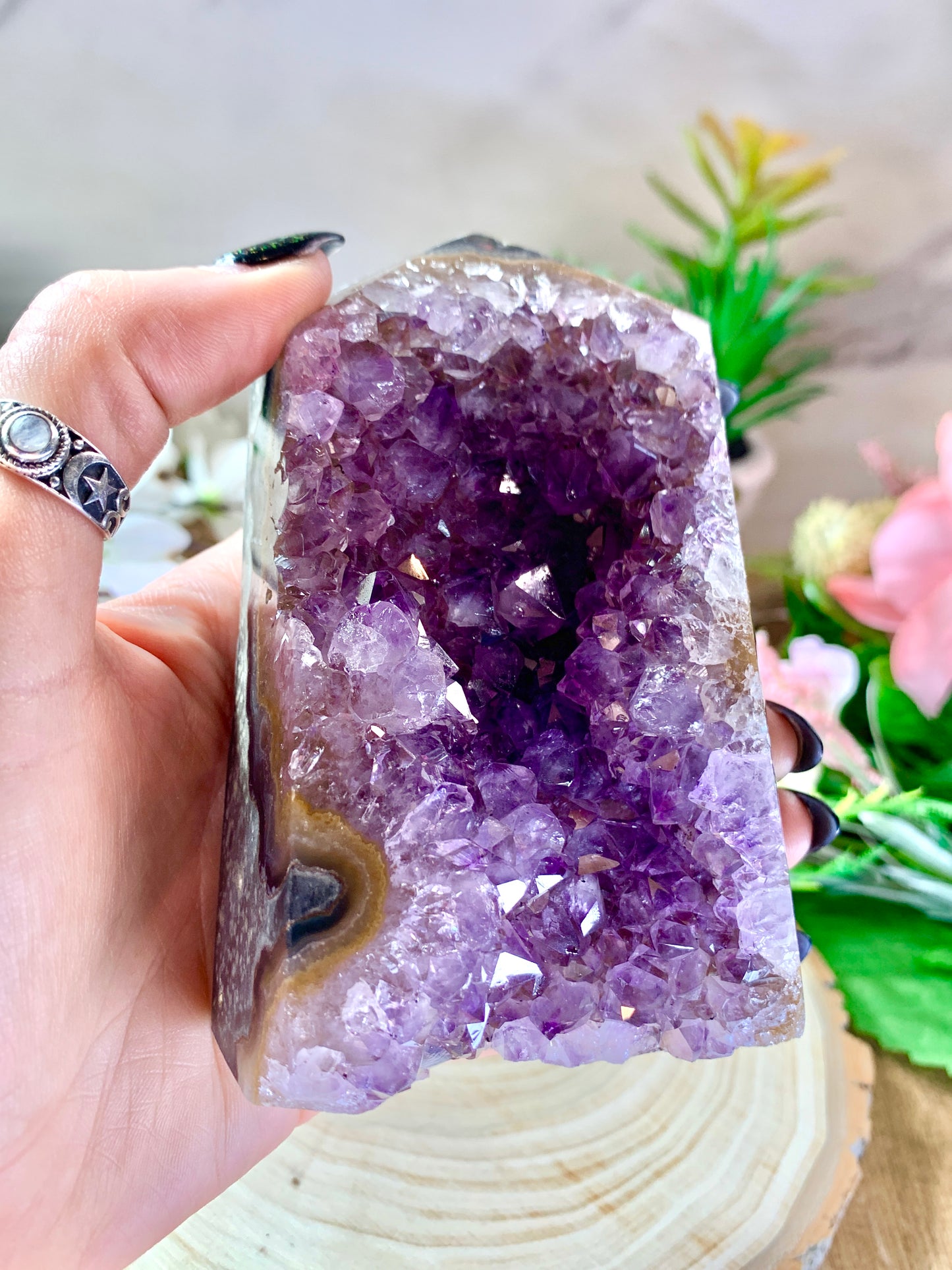Brazilian Druzy Amethyst Cut Base Tower