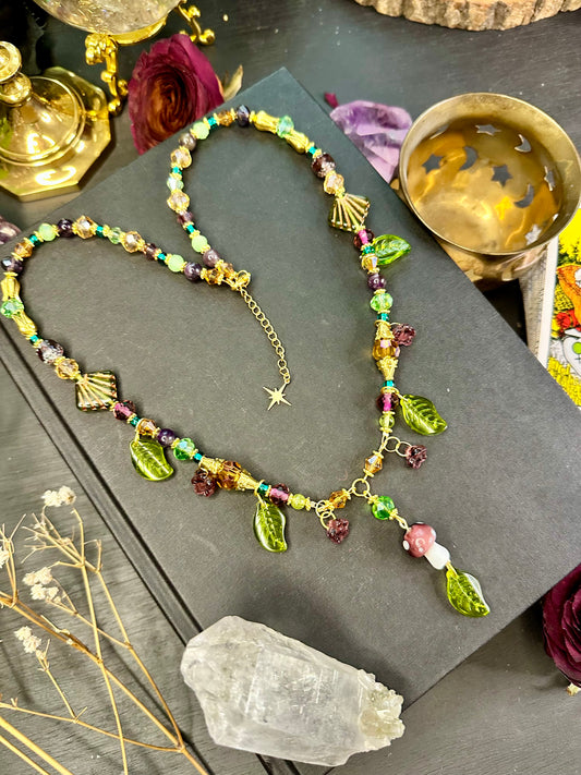 Peridot and amethyst fairy necklace