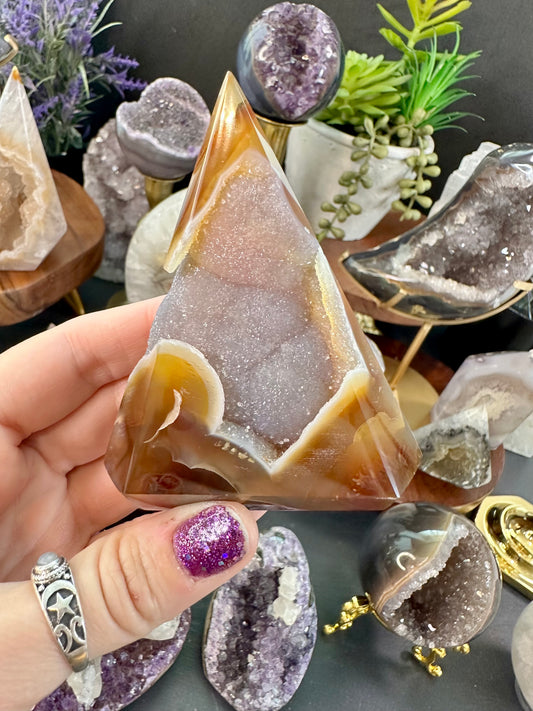 Agate Freeform with sugar druzy
