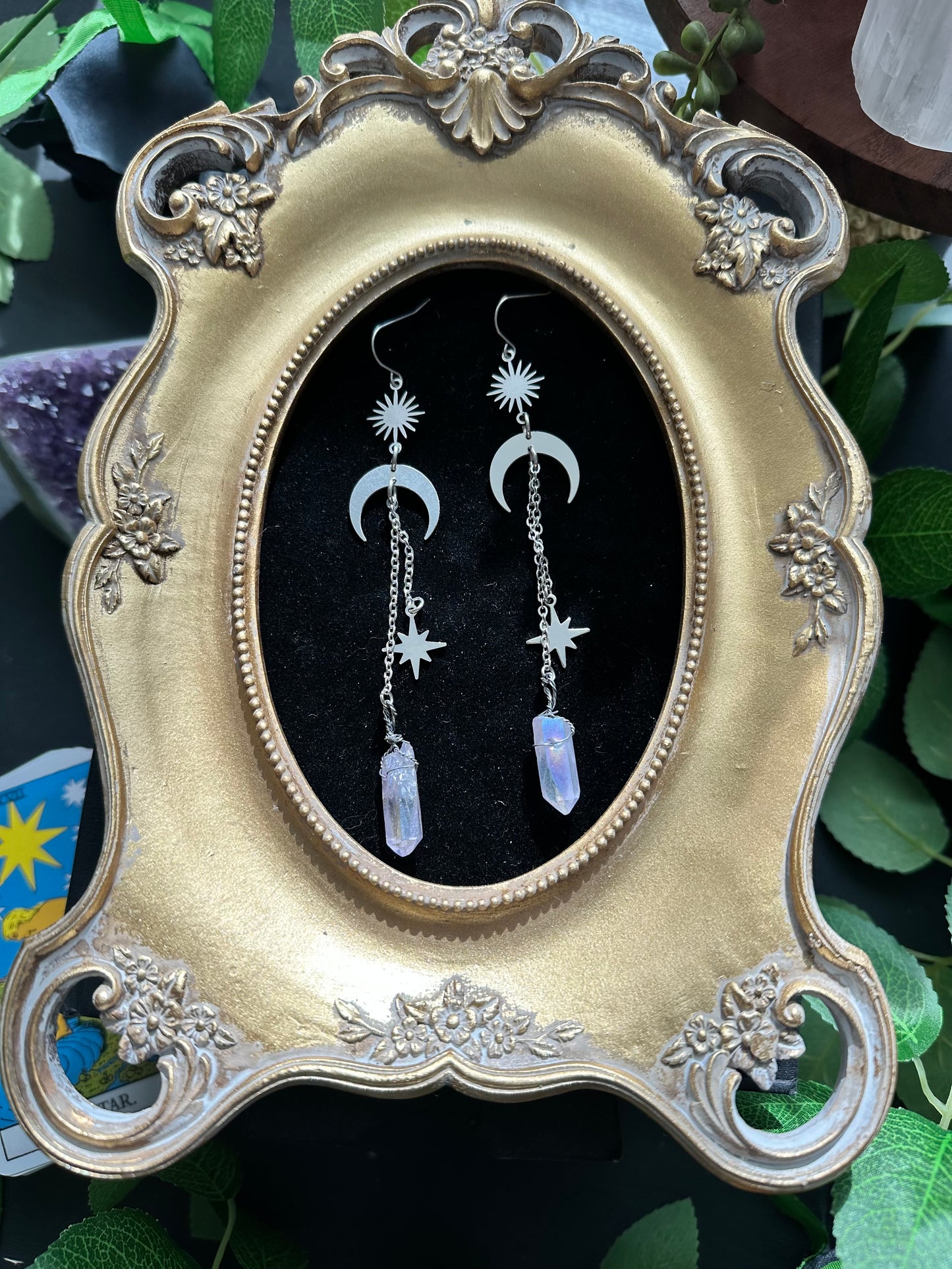 Aura amethyst dangle earrings