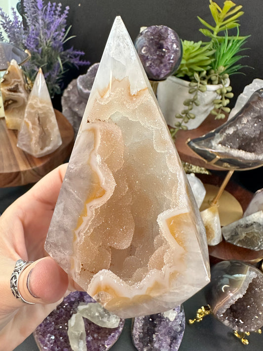 Agate Freeform with sugar druzy