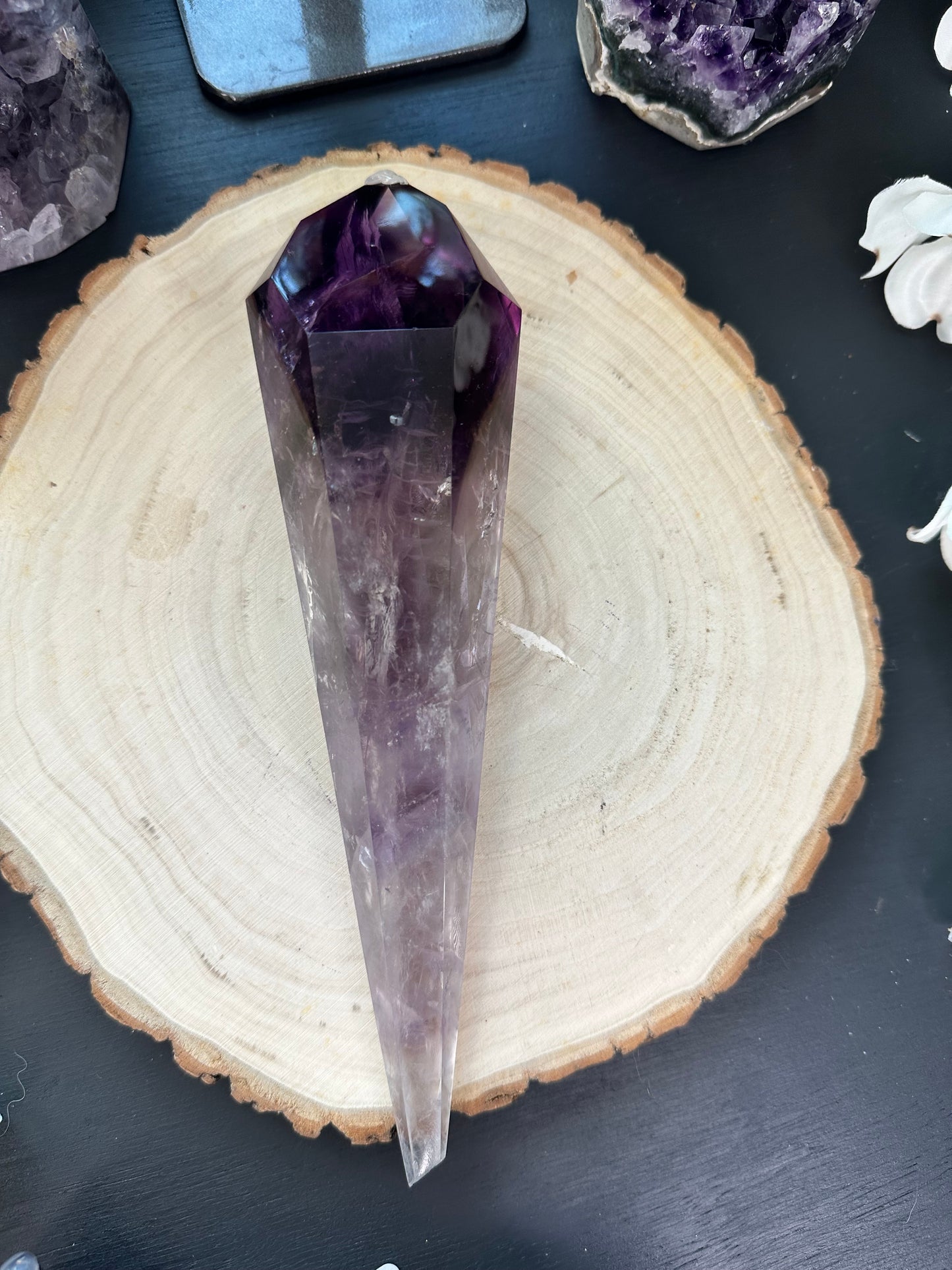 Large amethyst tooth dagger wand